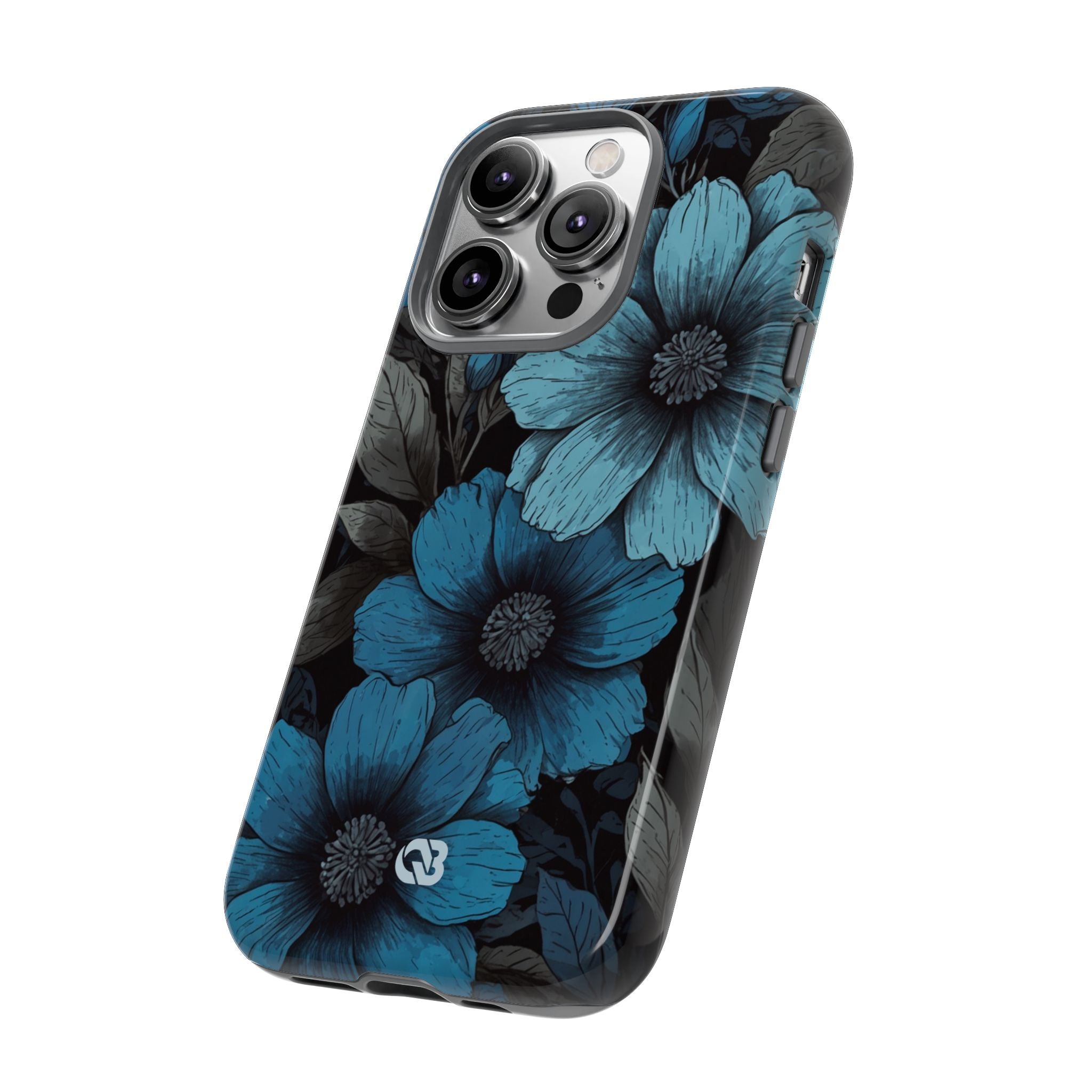 Obsidian Blue Petals · Coque de téléphone Tough pour iPhone