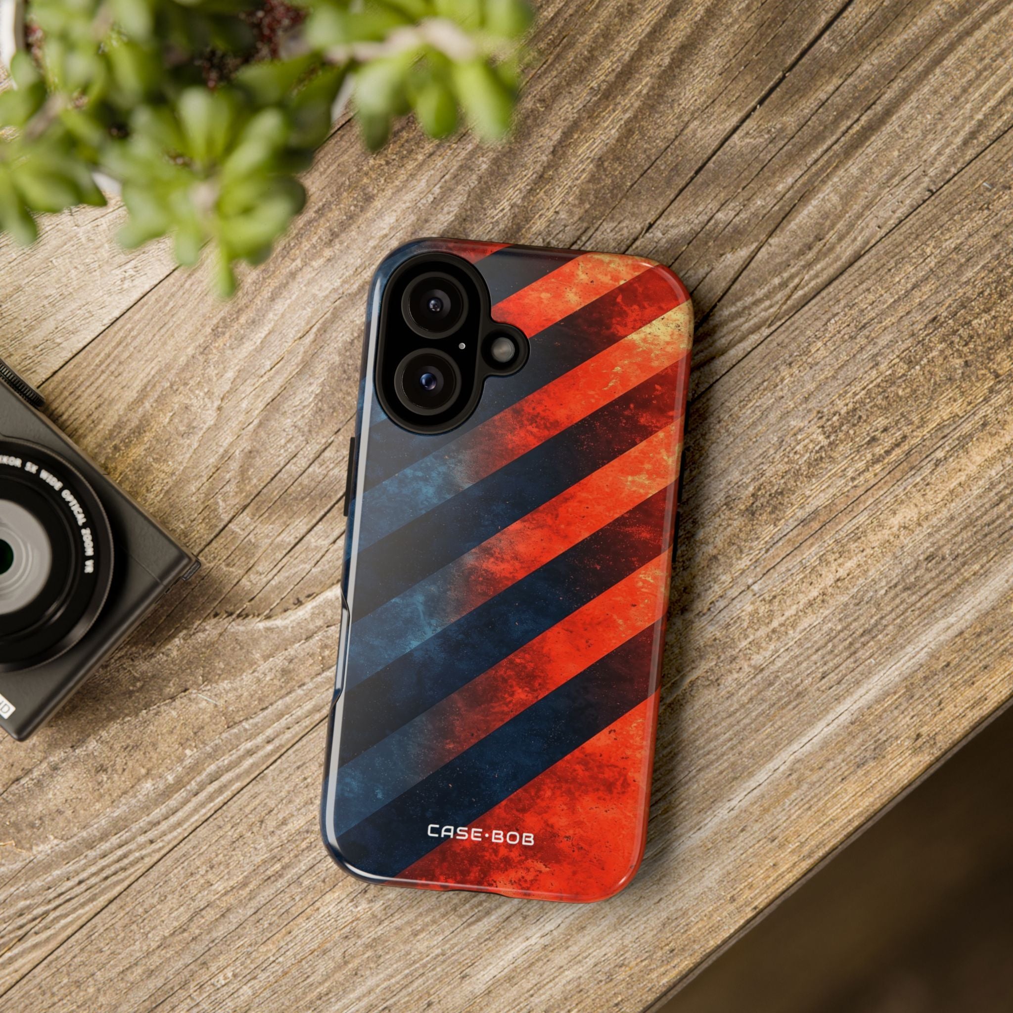 Diagonal Stripes Blaze iPhone 16 Case - Tough
