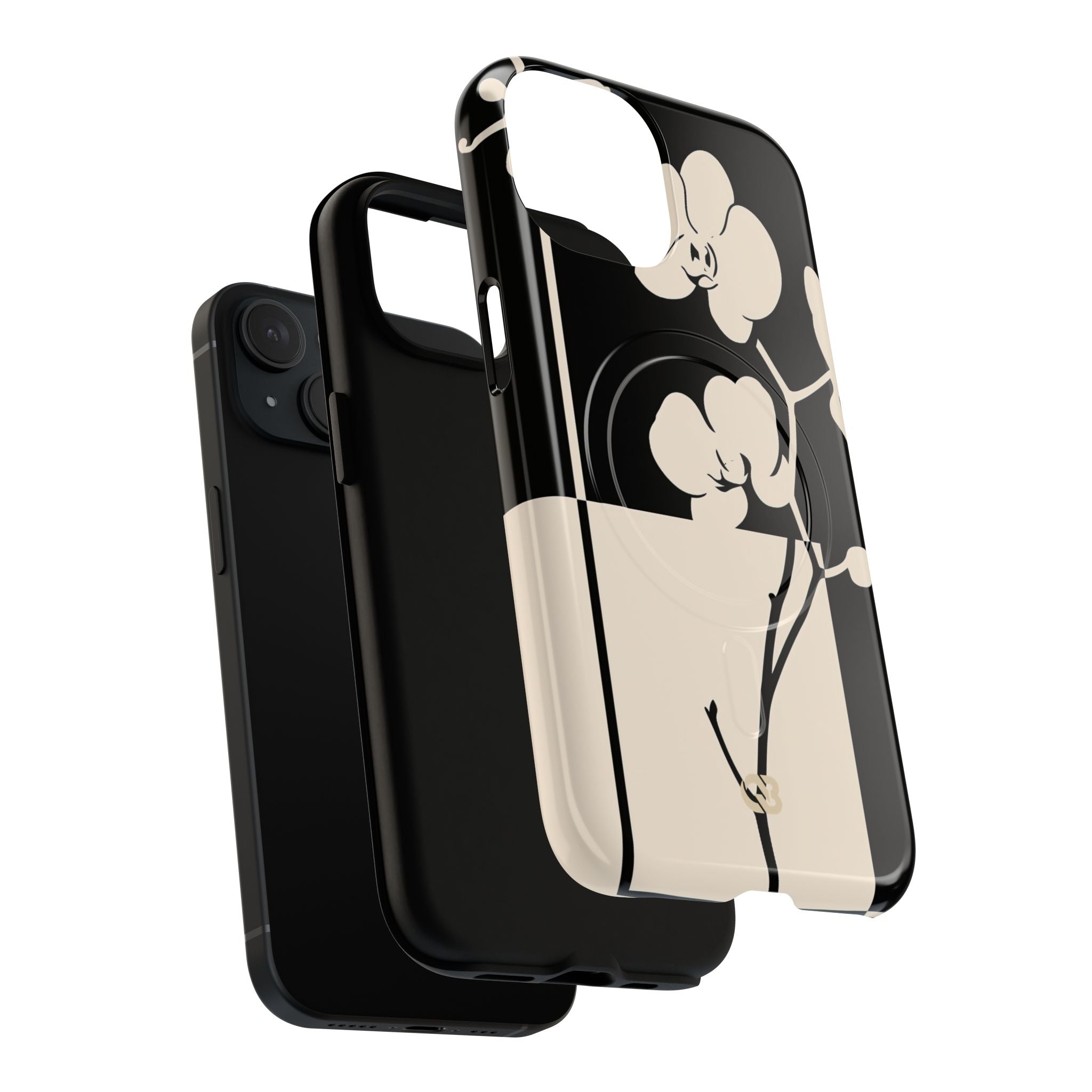 Beige Tough 2.0 Magsafe Phone Case for iPhone - Nocturnal Orchid Frame