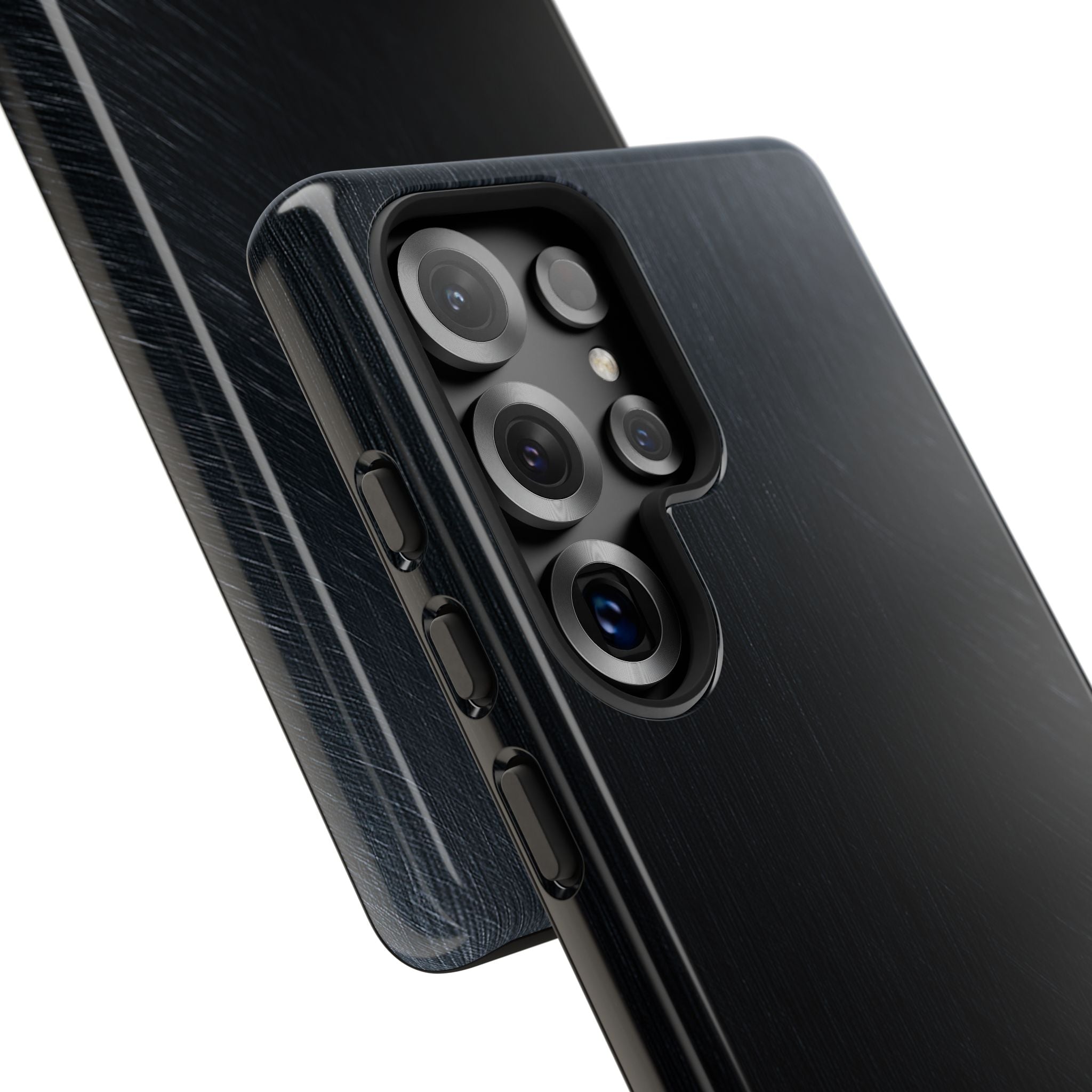 Black Tough Phone Case for Samsung - Midnight Brushed Grain