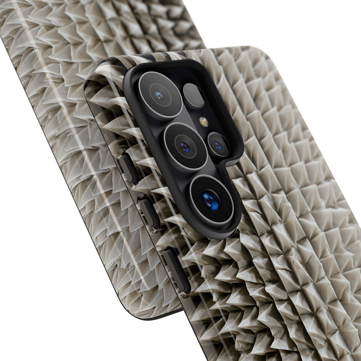 Beige Tough Phone Case for Samsung - Bone Spiked Grid
