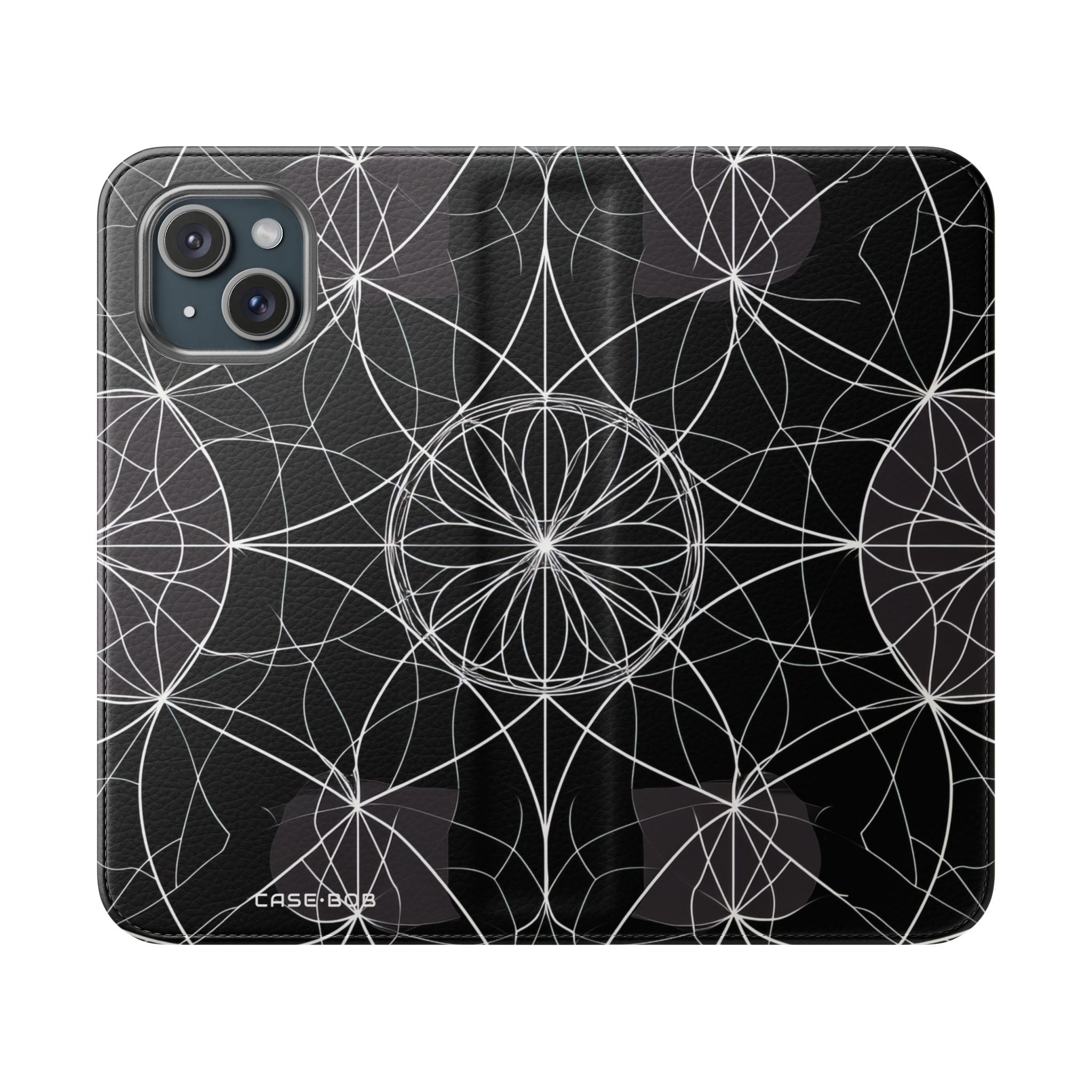 Witte Mandala Stralings - iPhone 15 Case - Portemonnee