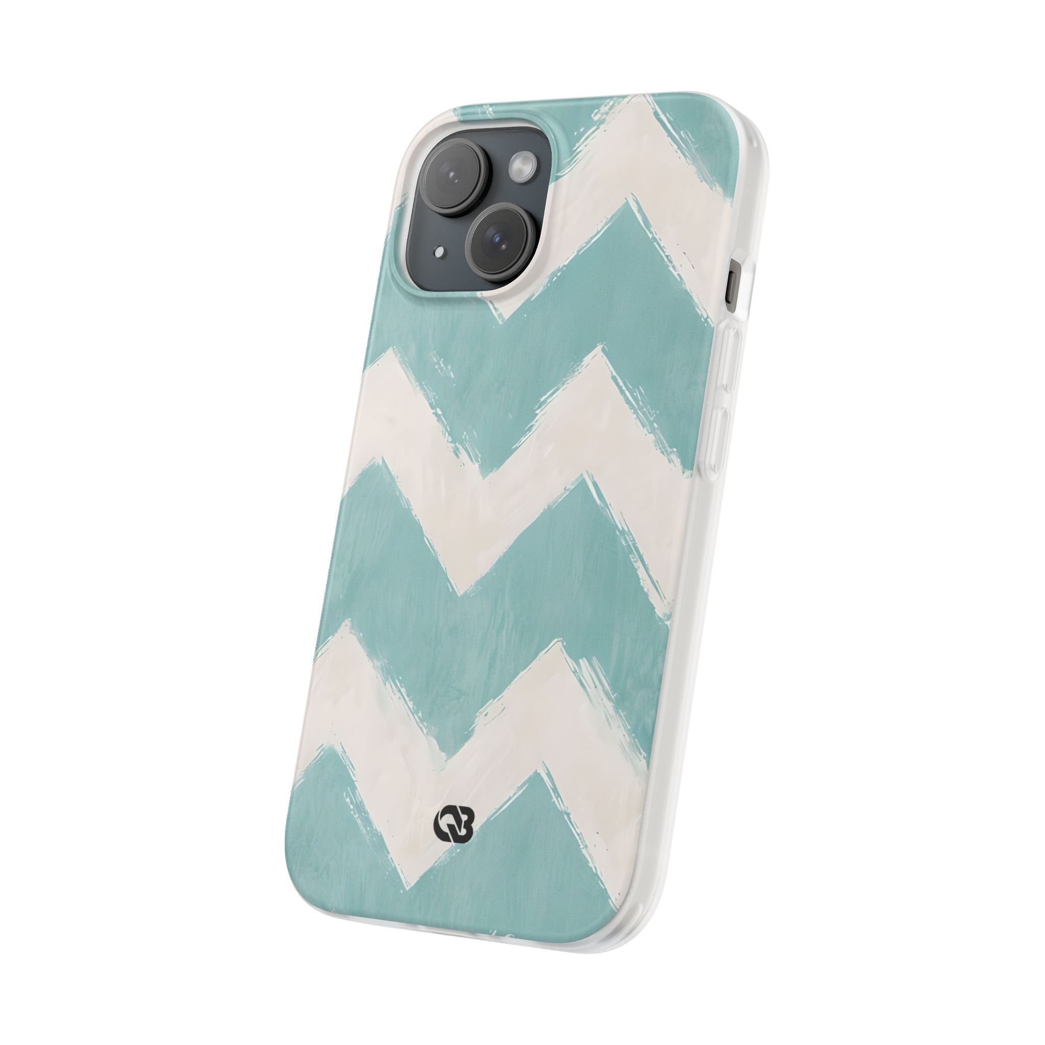 Teal Painted Chevron · Soft Phone Case for iPhone
