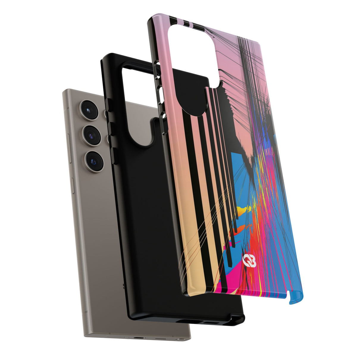 Blue Tough Phone Case for Samsung - Fractured Data Skyline