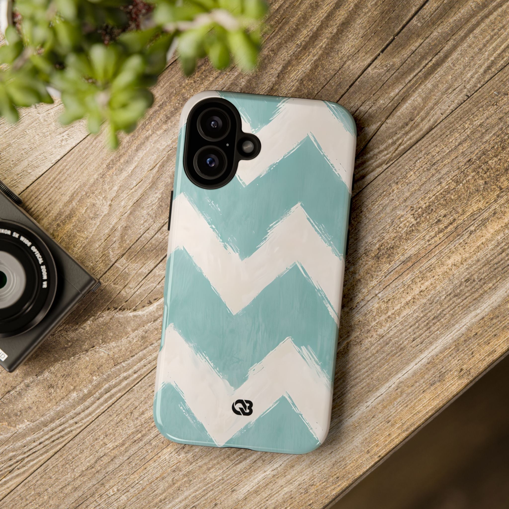 Teal Painted Chevron · Tough Phone Case for iPhone