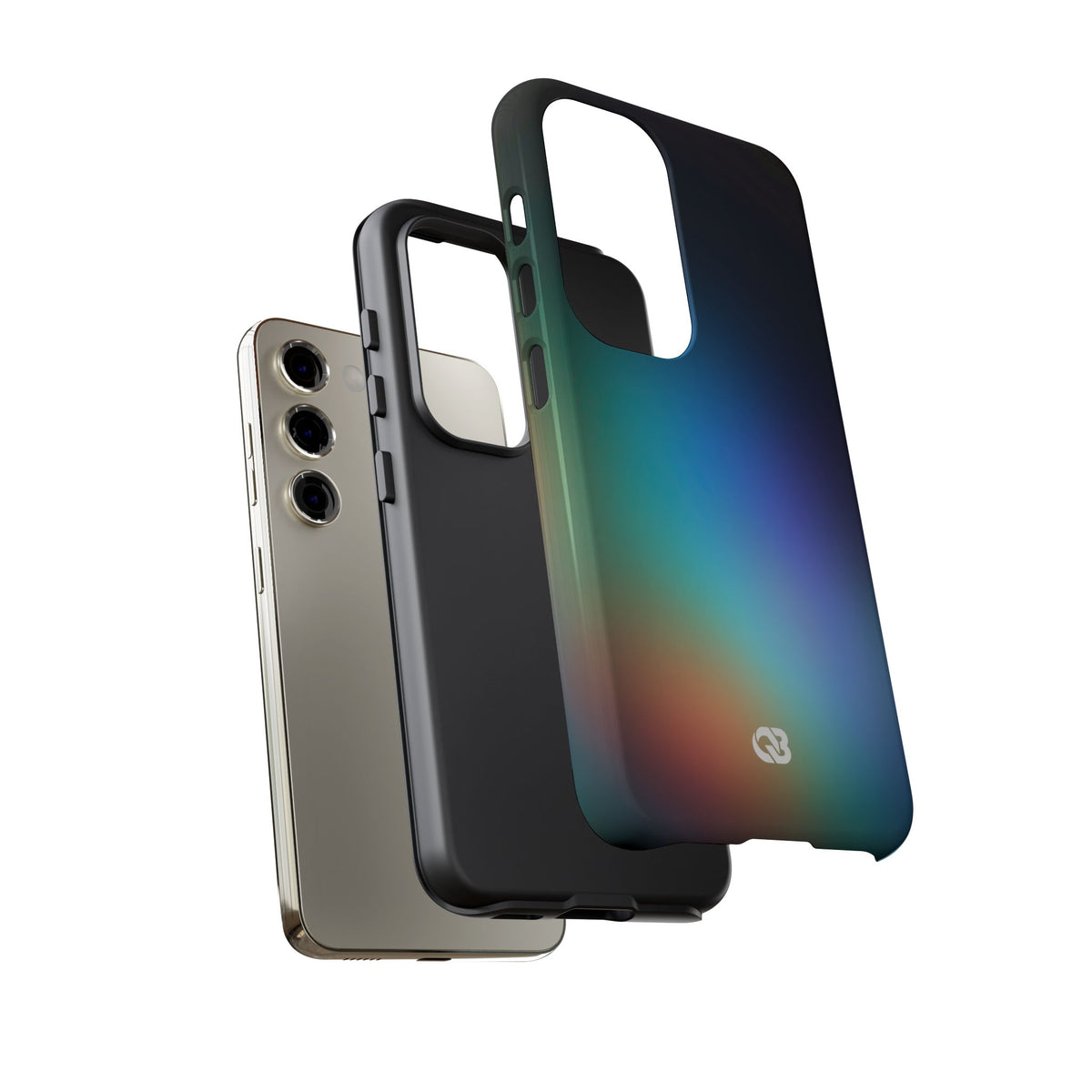Black Tough Phone Case for Samsung - Electric Prism Grain
