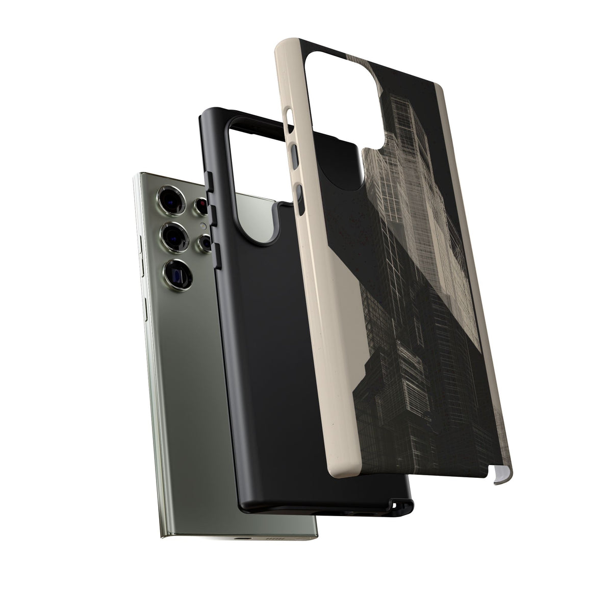 Beige Tough Phone Case for Samsung - Monolith Urban Grid