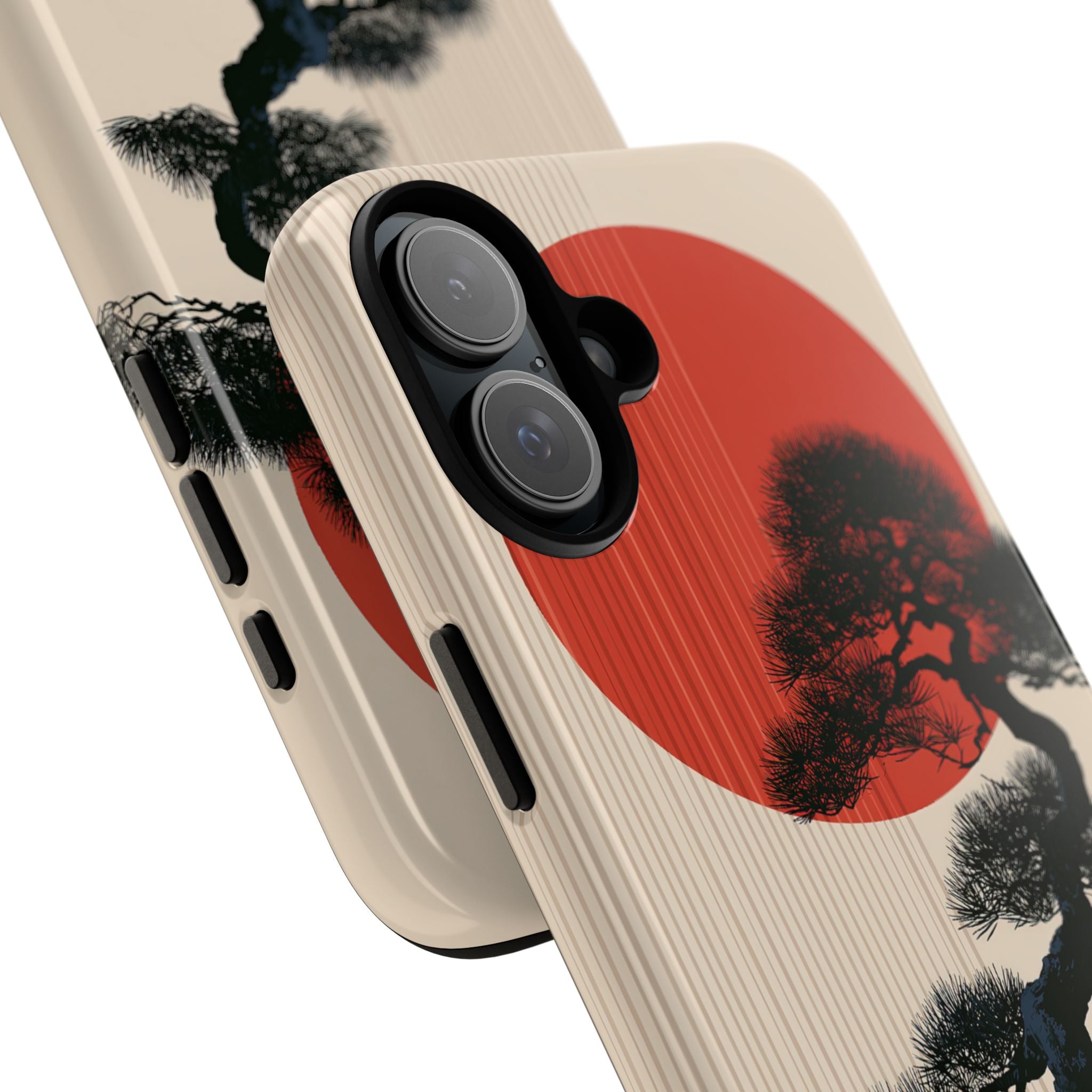 Beige Tough Phone Case for iPhone - Kyoto Crimson Pine