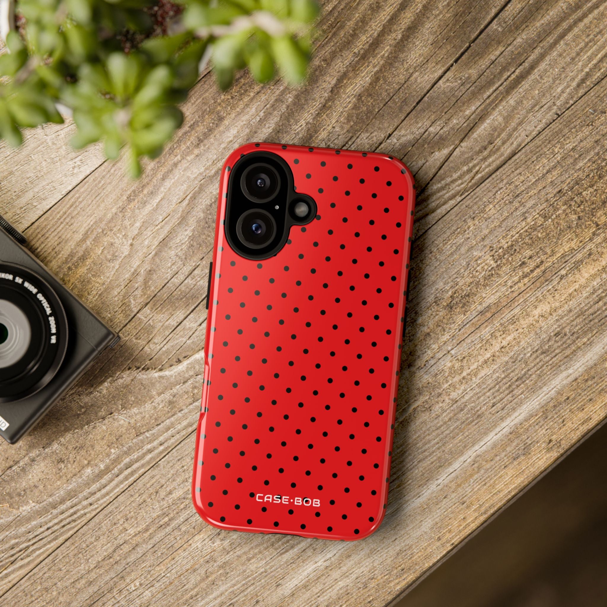 Crimson Dot Matrix iPhone 16 Case - Tough