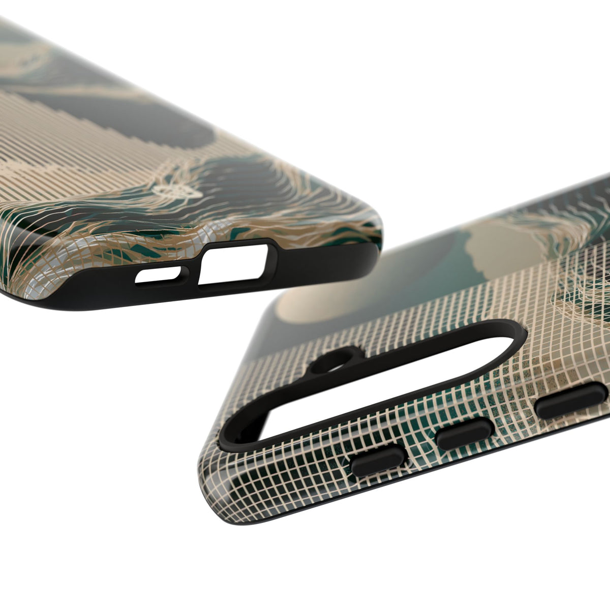 Green Tough Phone Case for Samsung - Lunar Moss Topography