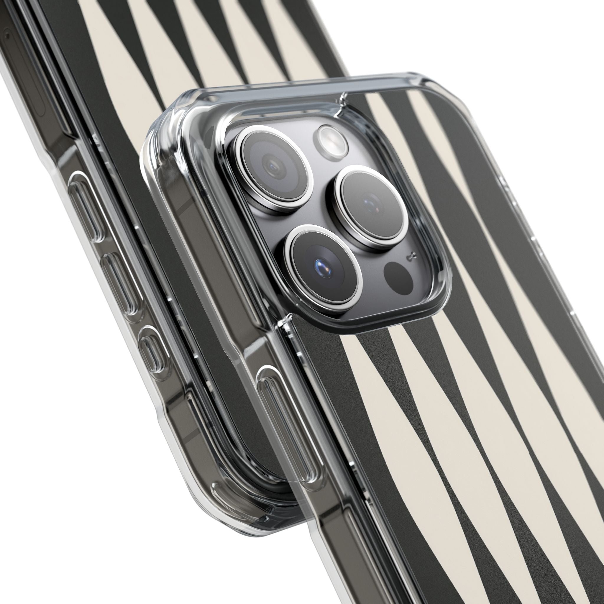 Black Impact MagSafe Phone Case for iPhone - Ivory Spindle Grid