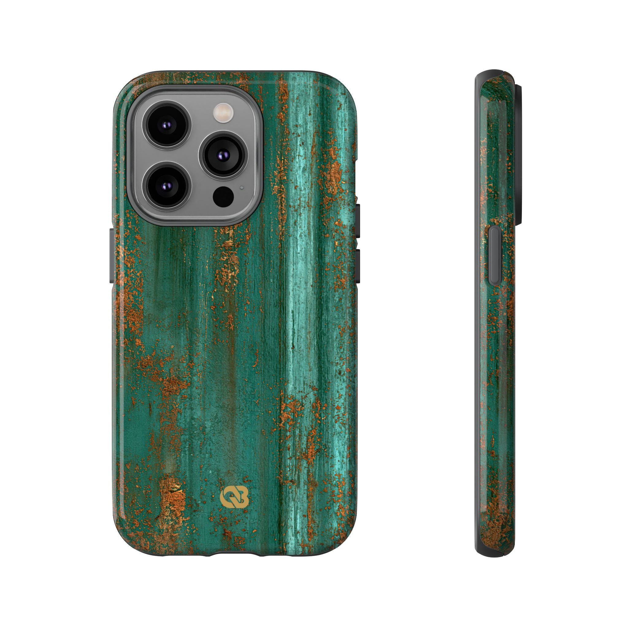 Teal Tough Phone Case for iPhone - Verdigris Copper Siding