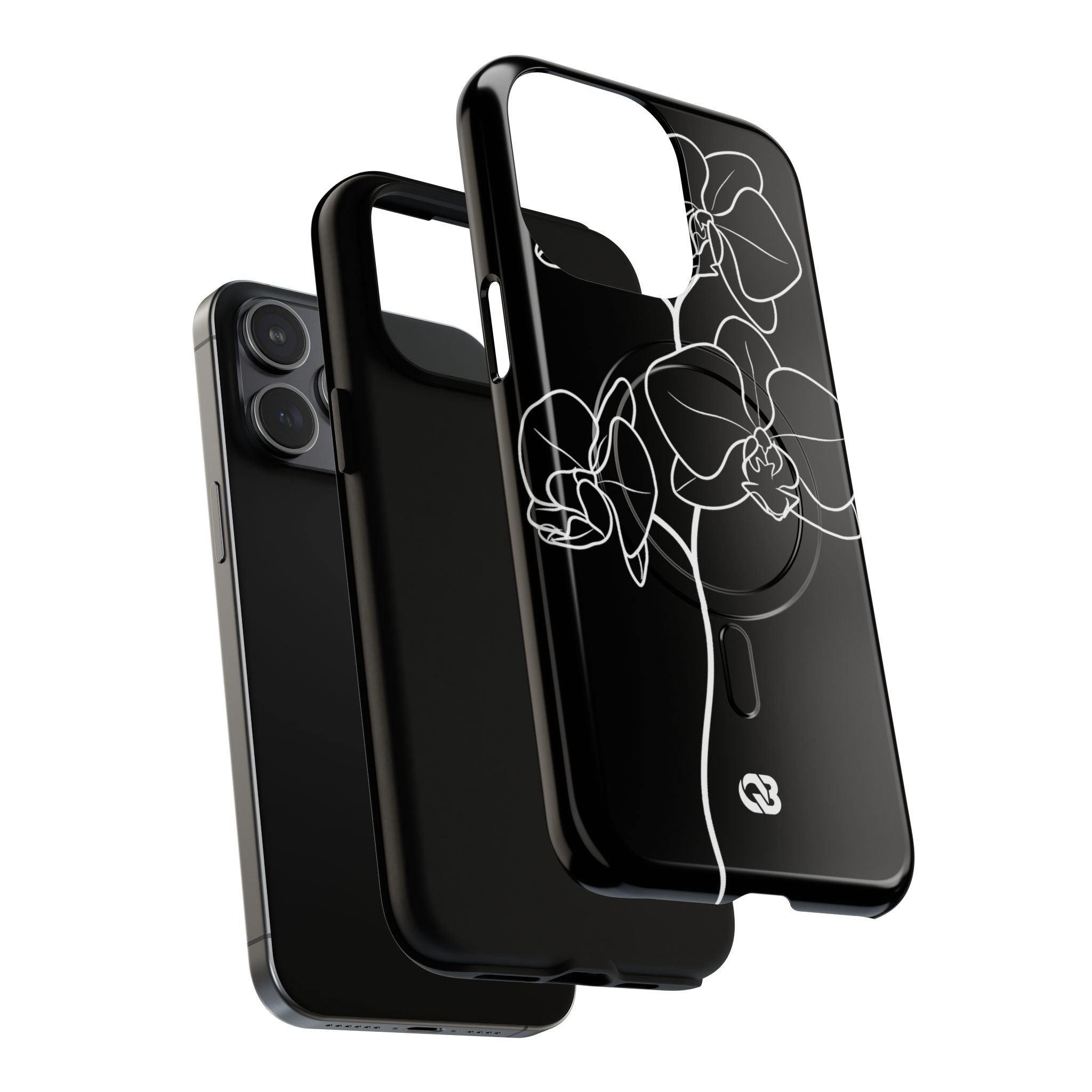 Black Tough 2.0 Magsafe Phone Case for iPhone - Noir Alabaster Orchid