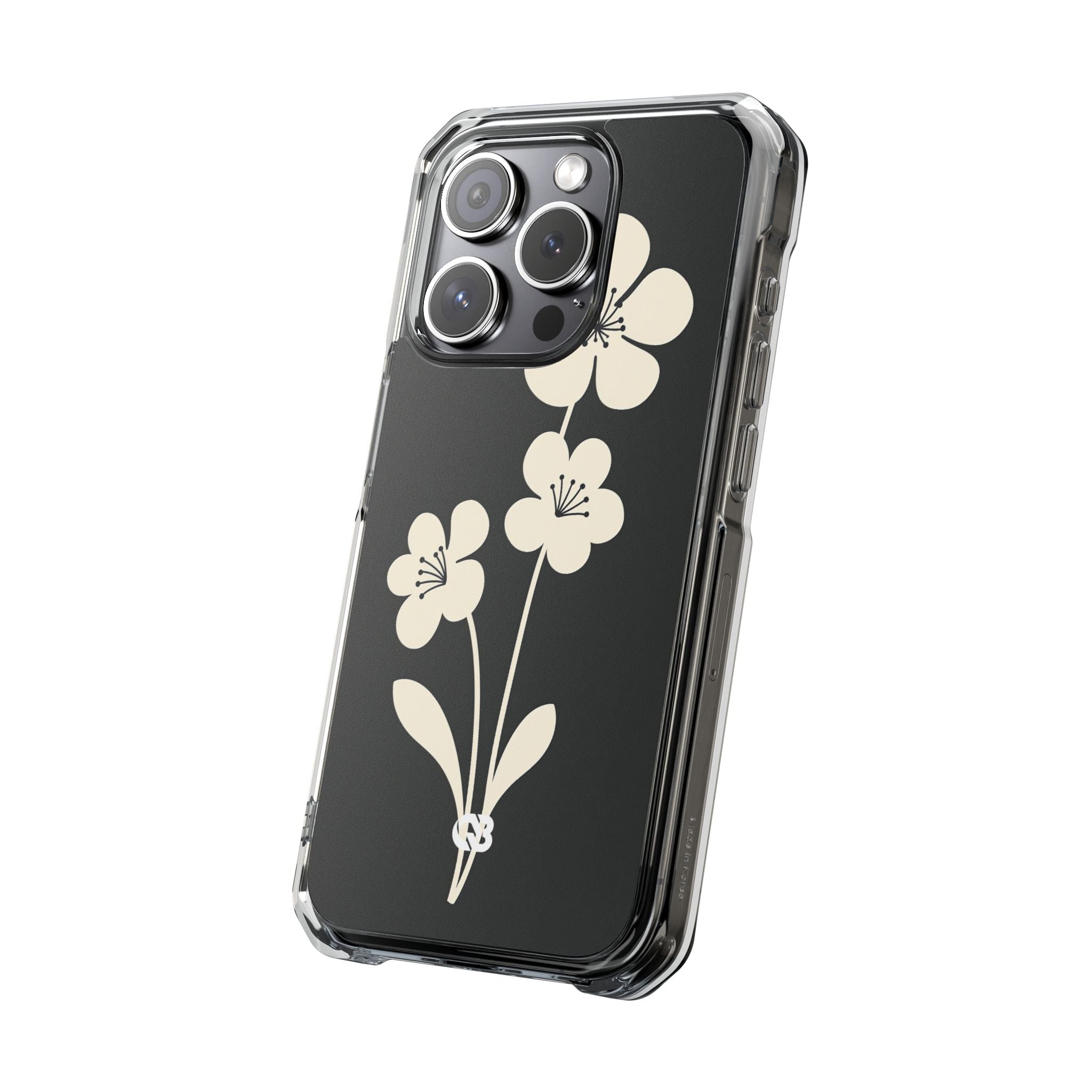 Black Impact MagSafe Phone Case for iPhone - Obsidian Cream Bloom