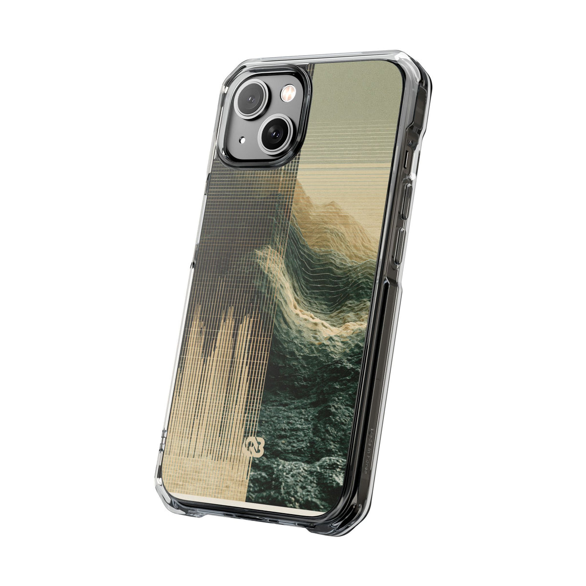 Beige Impact MagSafe Phone Case for iPhone - Veridian Data Ridge
