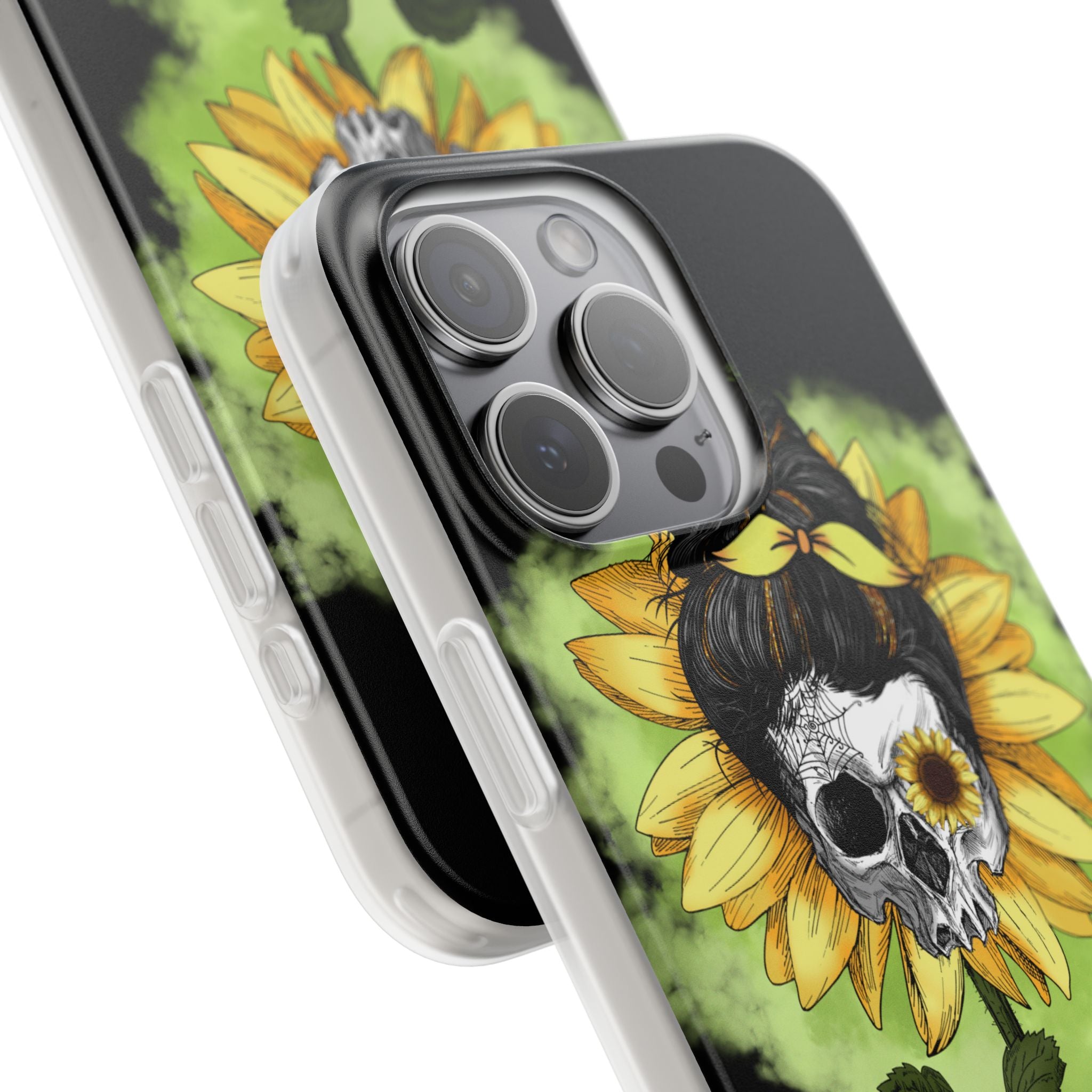 Sonnenblumen-Schädel iPhone 15 Pro Max Case - Soft
