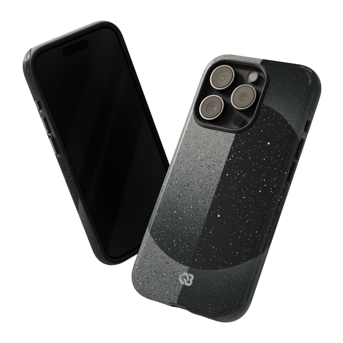 Black Tough Phone Case for iPhone - Lunar Static Orbit