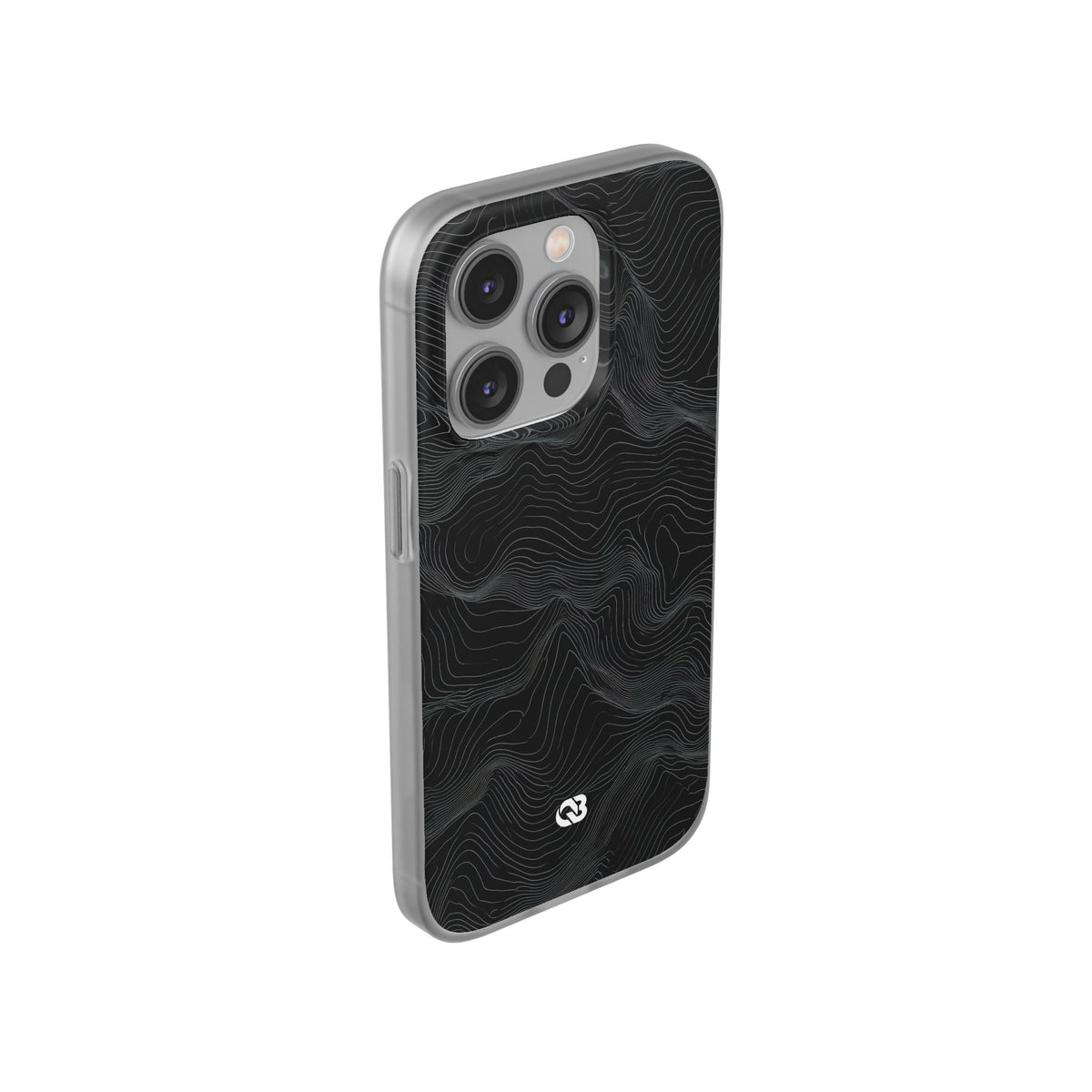 Black Lite Phone Case for iPhone - Obsidian Topo Wireframe