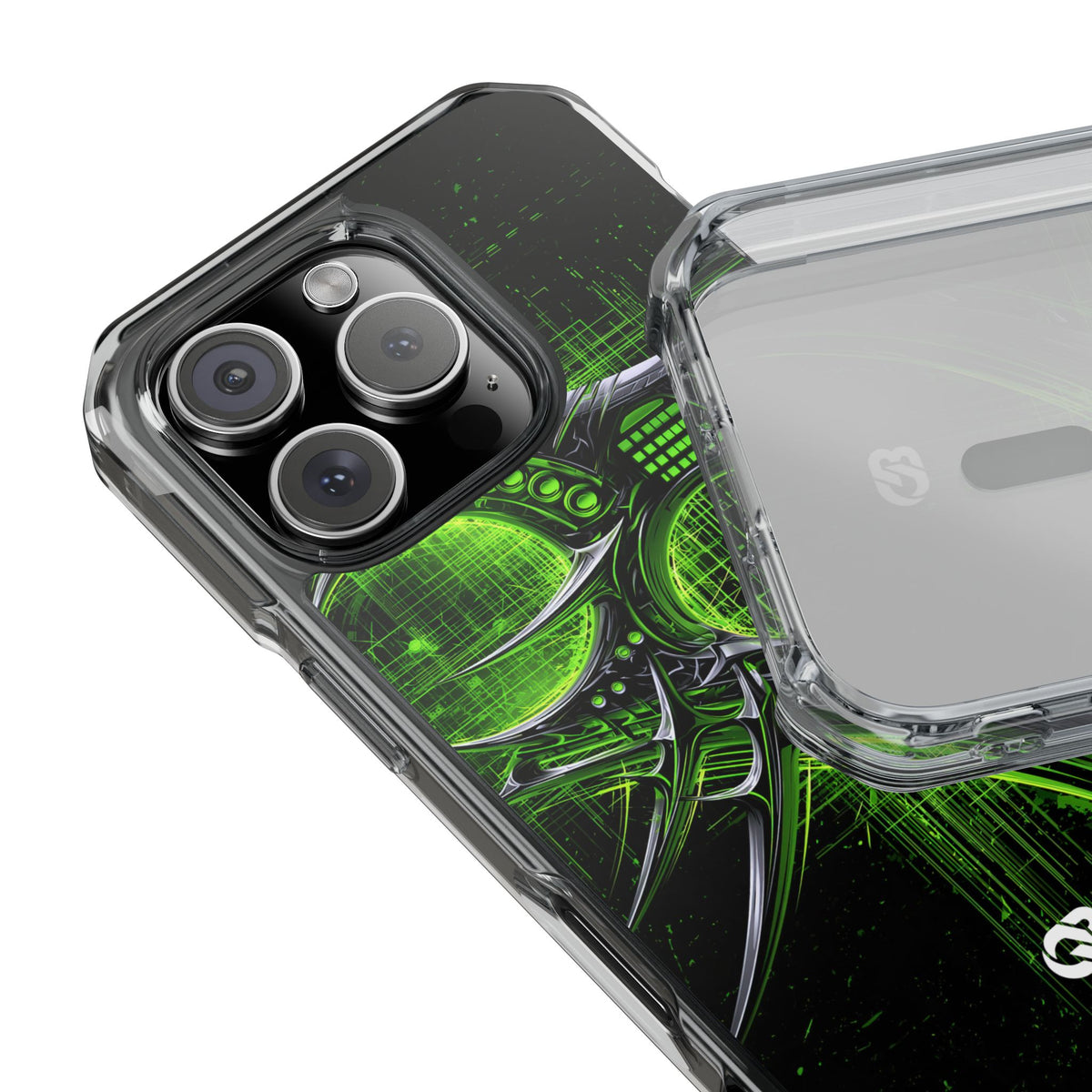 Cyber Sigil Grid · Clear Impact Magnetic Phone Case for iPhone · Green