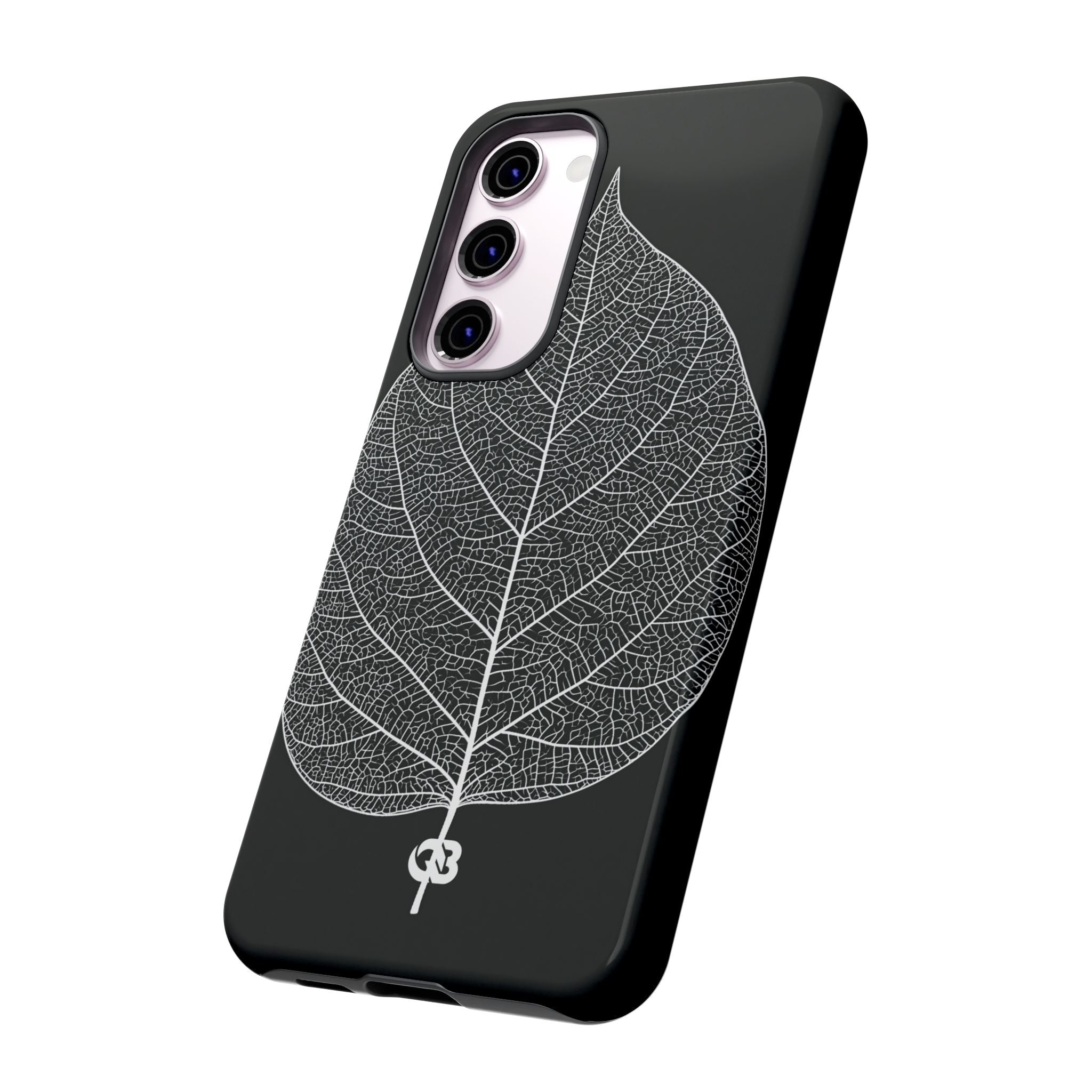 Black Tough Phone Case for Samsung - Bleached Leaf Lattice