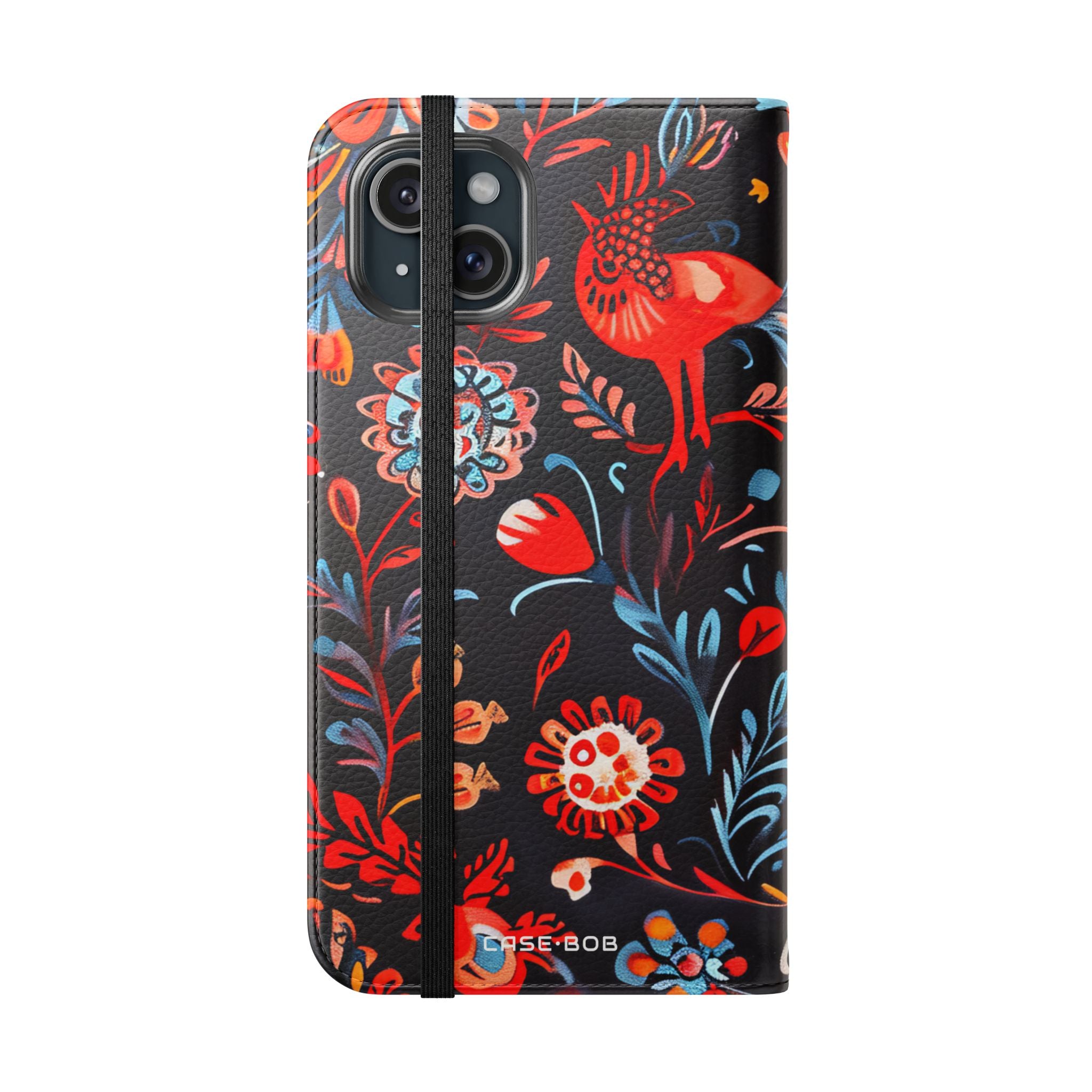 Folk Bird Flame - iPhone 15 Plus Case - Wallet