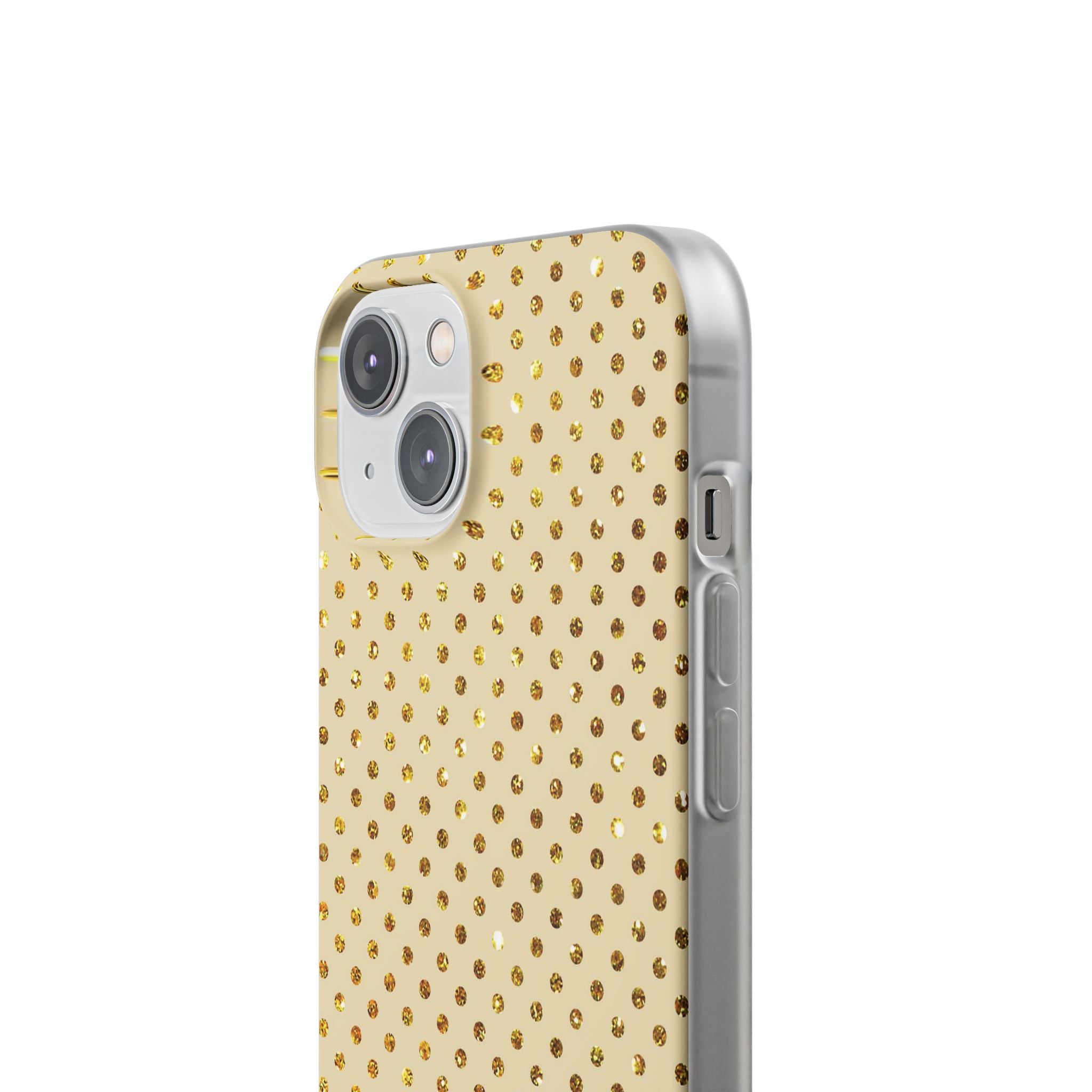 Gold Sparkle Grid iPhone 14 Skal - Mjuk