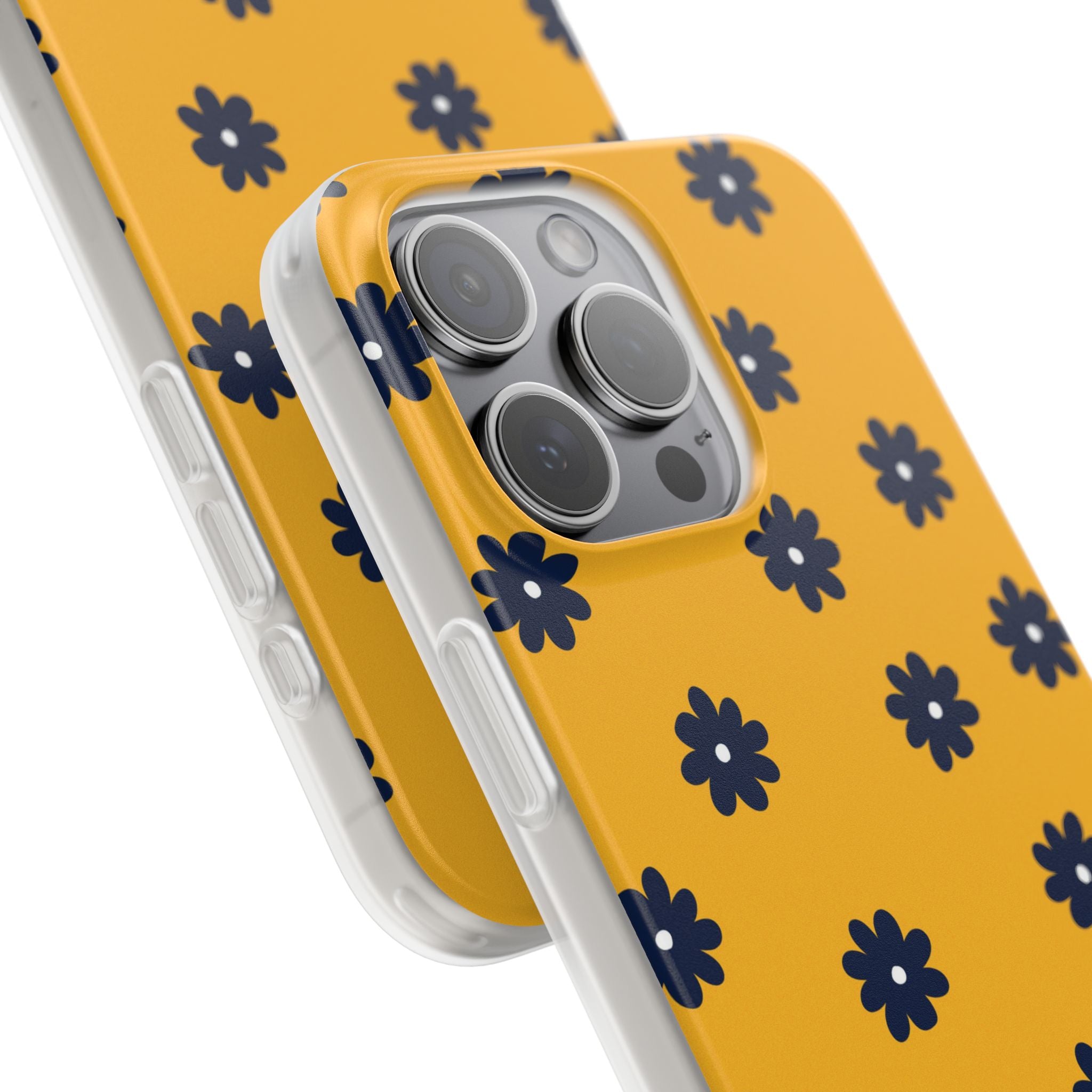 Navy Daisy Mustard · Soft Phone Case for iPhone