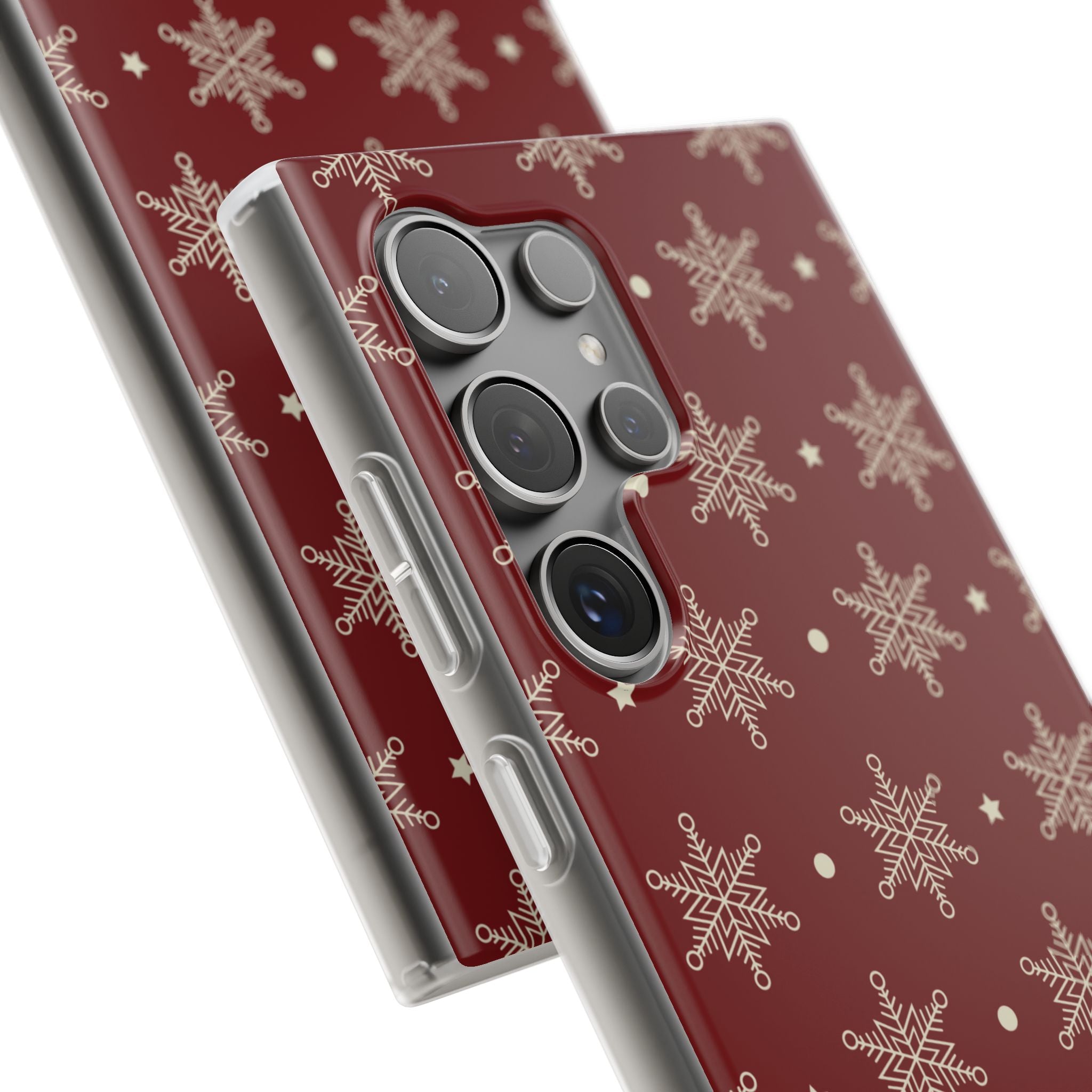 Cream Snowflake Crimson Samsung S24 Ultra Case - Soft