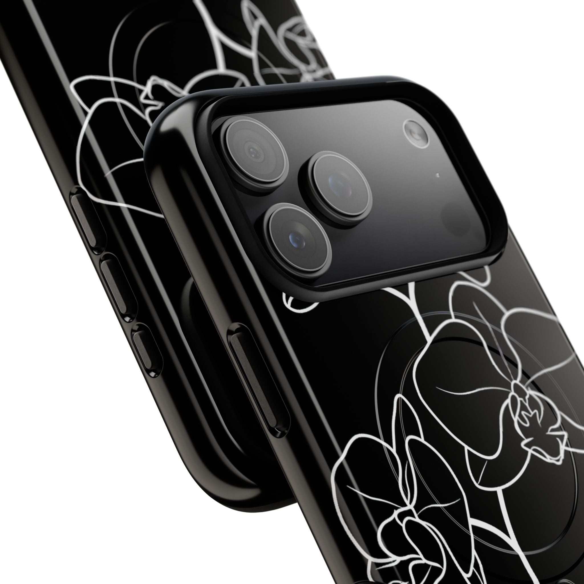 Black Tough 2.0 Magsafe Phone Case for iPhone - Noir Alabaster Orchid