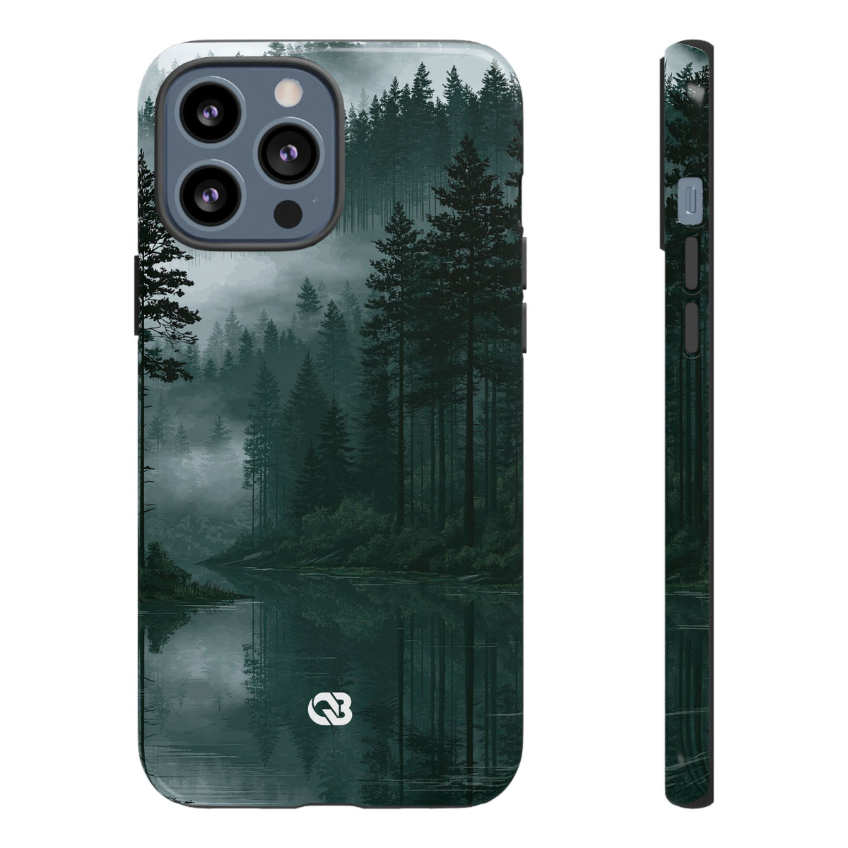Misty Pine Reflections · Tough Phone Case for iPhone · Green
