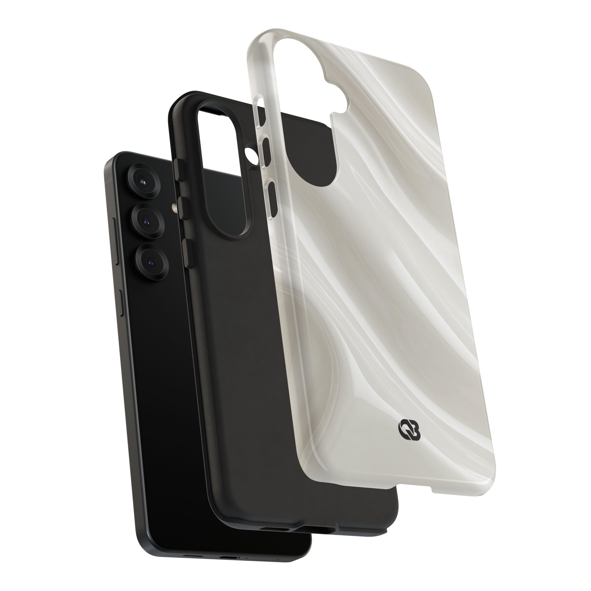 White Tough Phone Case for Samsung - Polished Ivory Wave