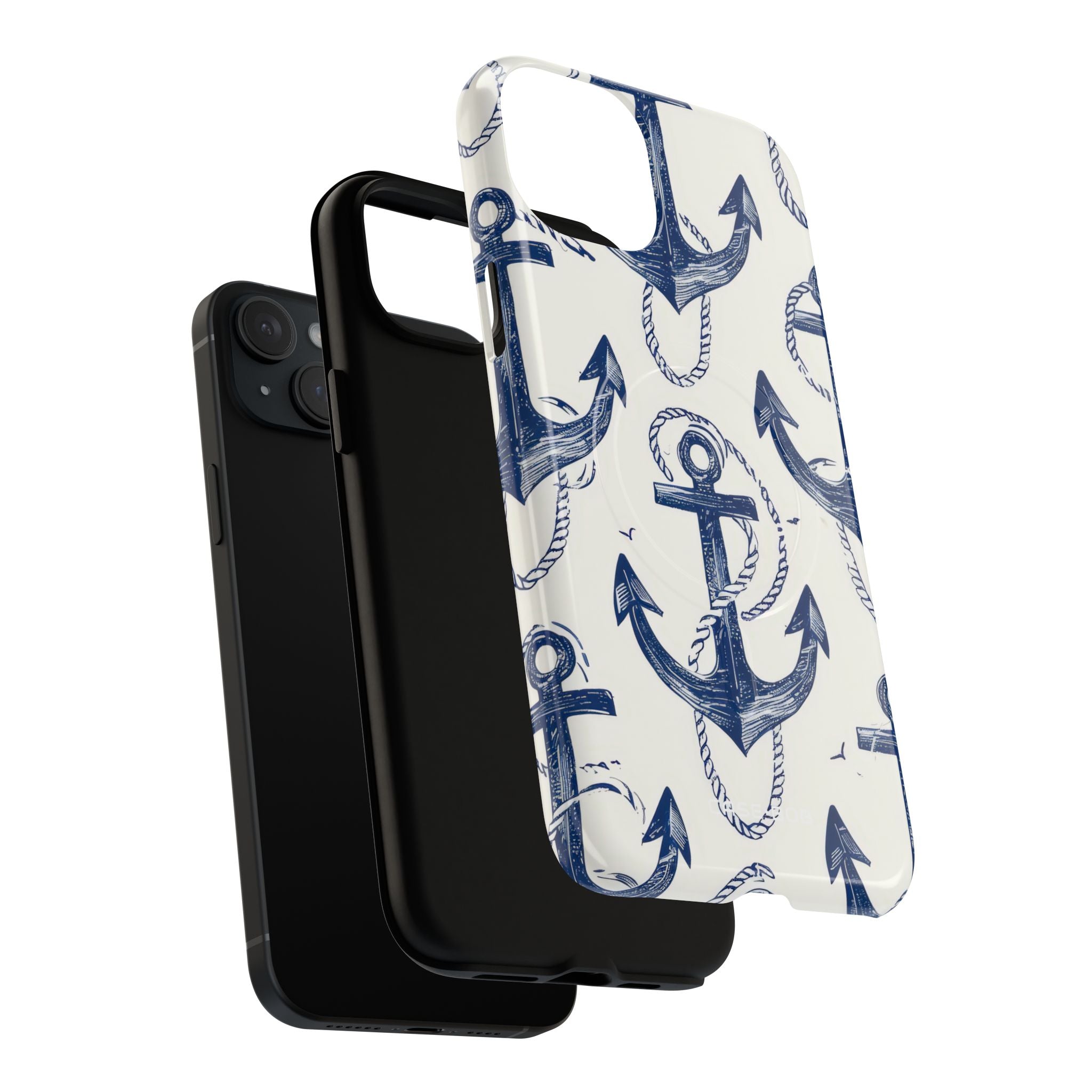 Navy Anchor Loop iPhone 15 Plus Case - Tough+