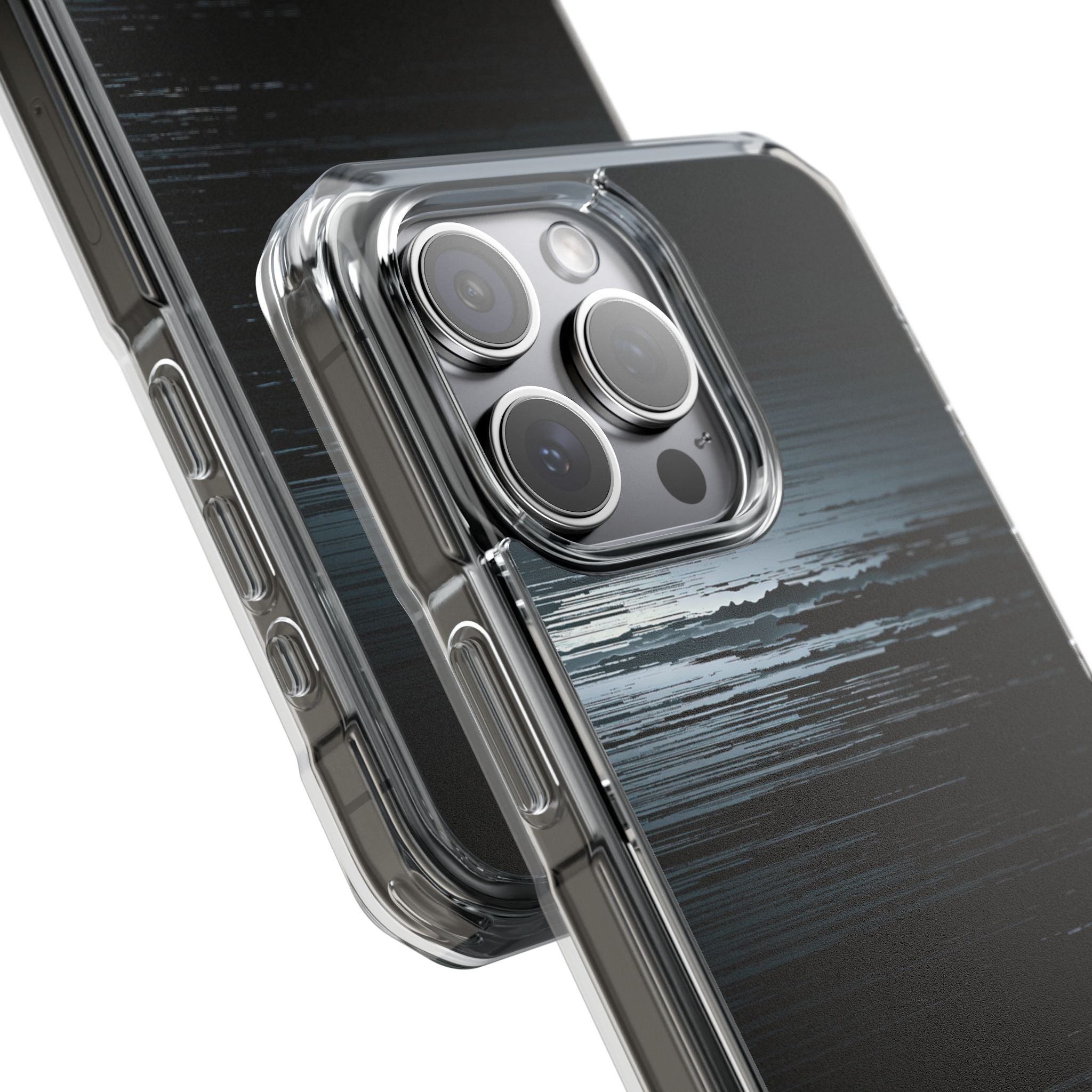 Black Impact MagSafe Phone Case for iPhone - Frozen Signal Glitch