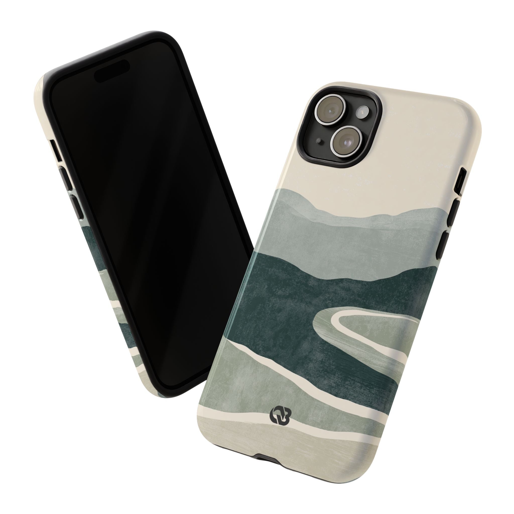 Green Tough Phone Case for iPhone - Misty Sage Valley