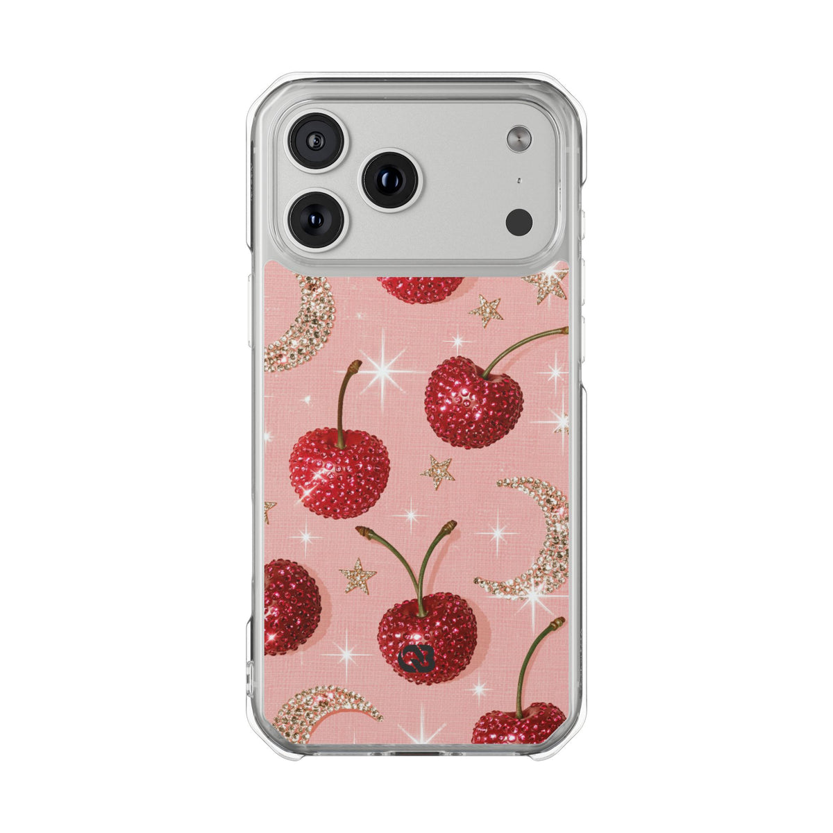 Bedazzled Ruby Cherries · Clear Impact Magnetic Phone Case for iPhone · Pink