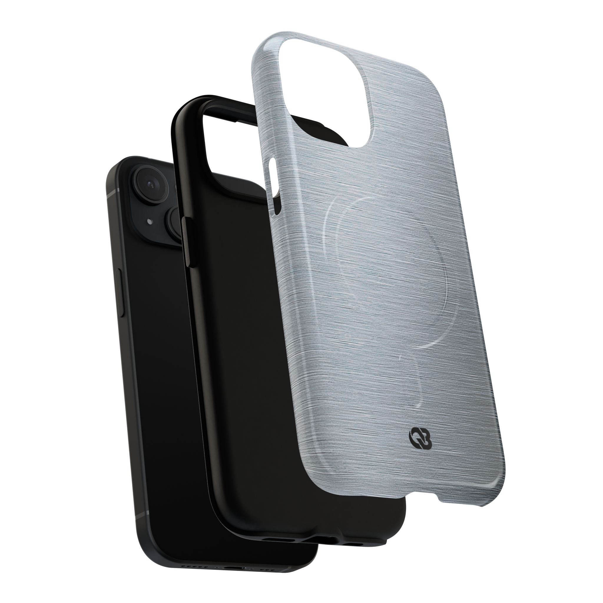 Silver Tough 2.0 Magsafe Phone Case for iPhone - Satin Chrome Grain