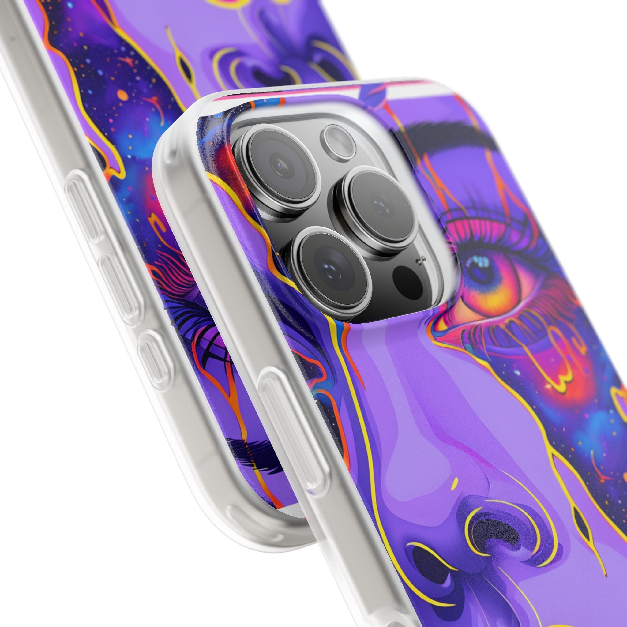 Violet Cosmic Gaze · Soft Custodia per iPhone