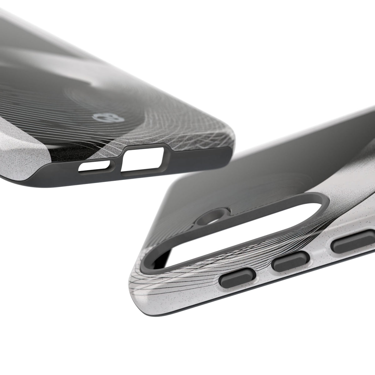 Grey Tough Phone Case for Samsung - Obsidian Moiré Wave