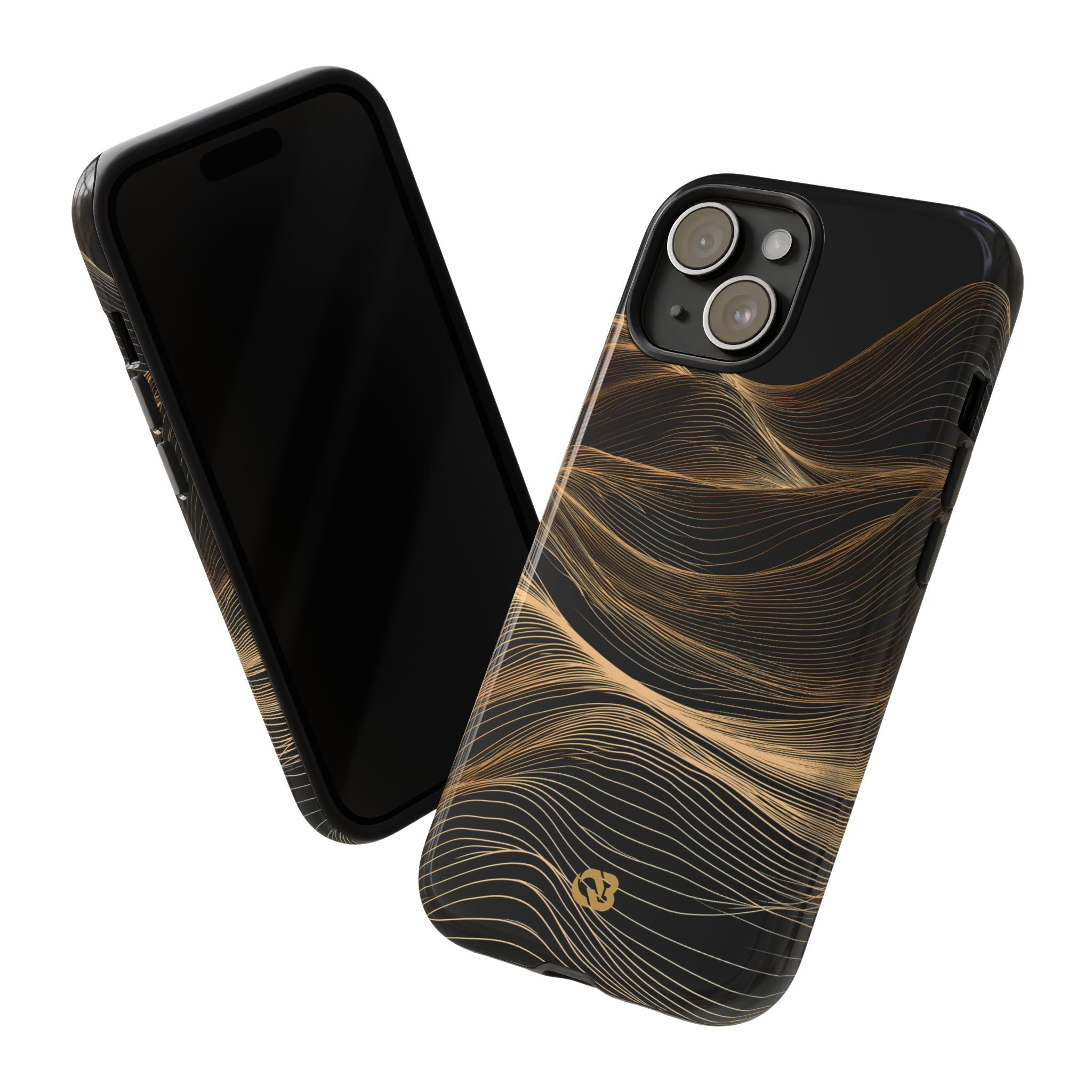 Black Tough Phone Case for iPhone - Copper Topo Ridge