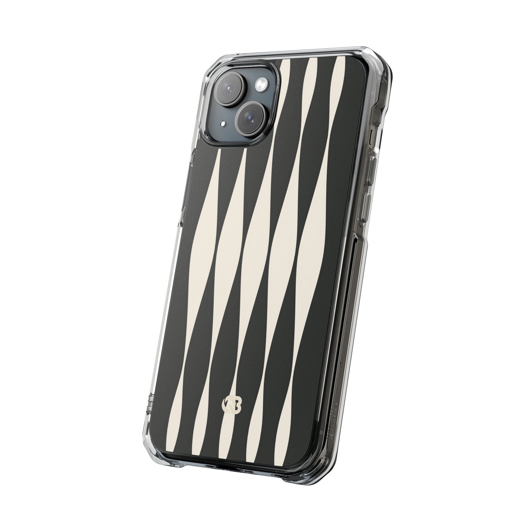 Black Impact MagSafe Phone Case for iPhone - Ivory Spindle Grid