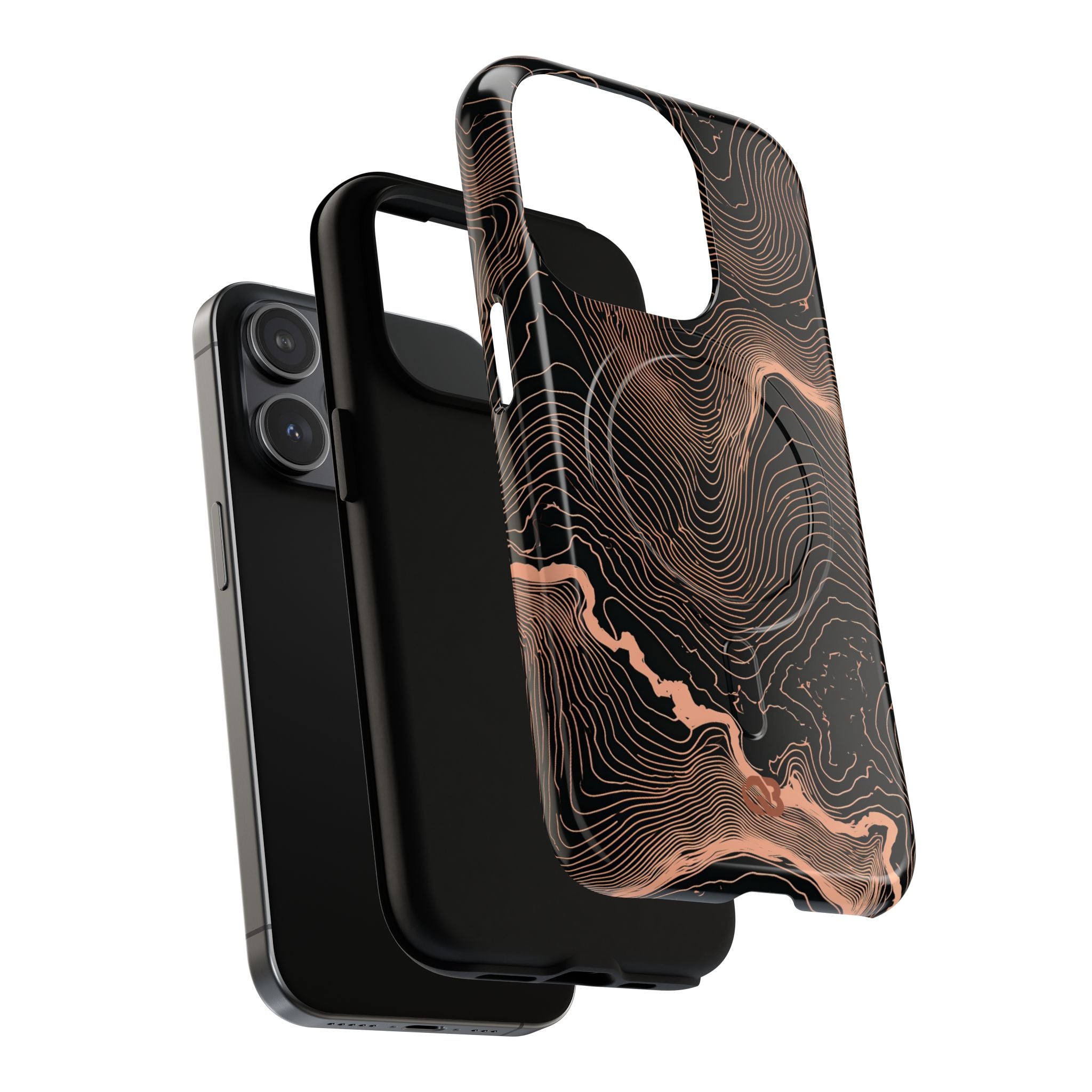 Orange Tough 2.0 Magsafe Phone Case for iPhone - Salmon Ridge Topo