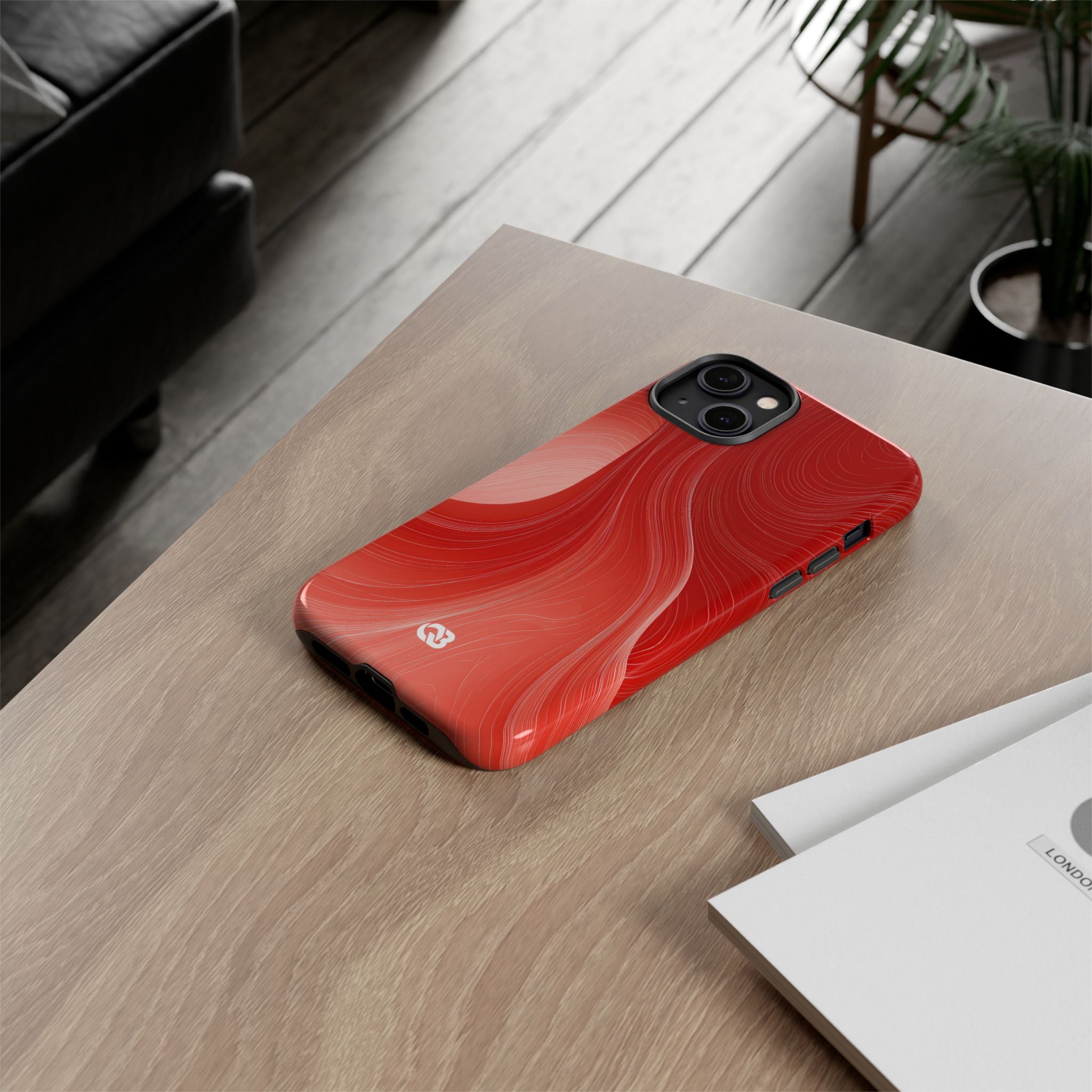 Red Tough Phone Case for iPhone - Crimson Silk Strands