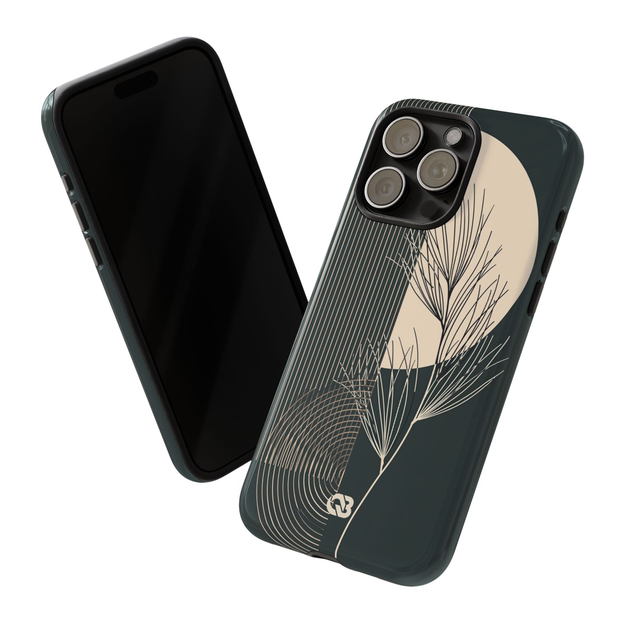 Black Tough Phone Case for iPhone - Obsidian Sand Willow