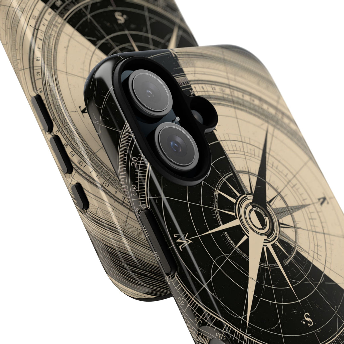 Beige Tough Phone Case for iPhone - Obsidian Nautical Blueprint