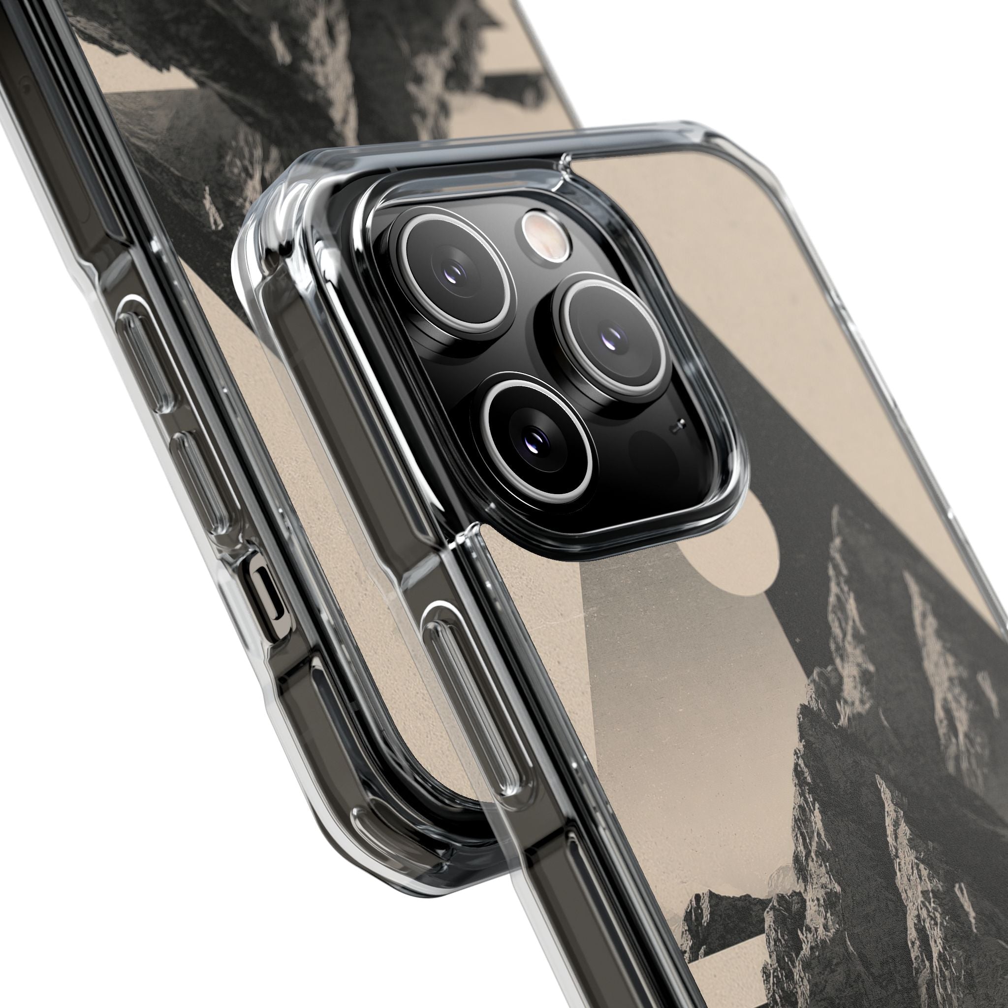 Beige Impact MagSafe Phone Case for iPhone - Obsidian Summit Parchment