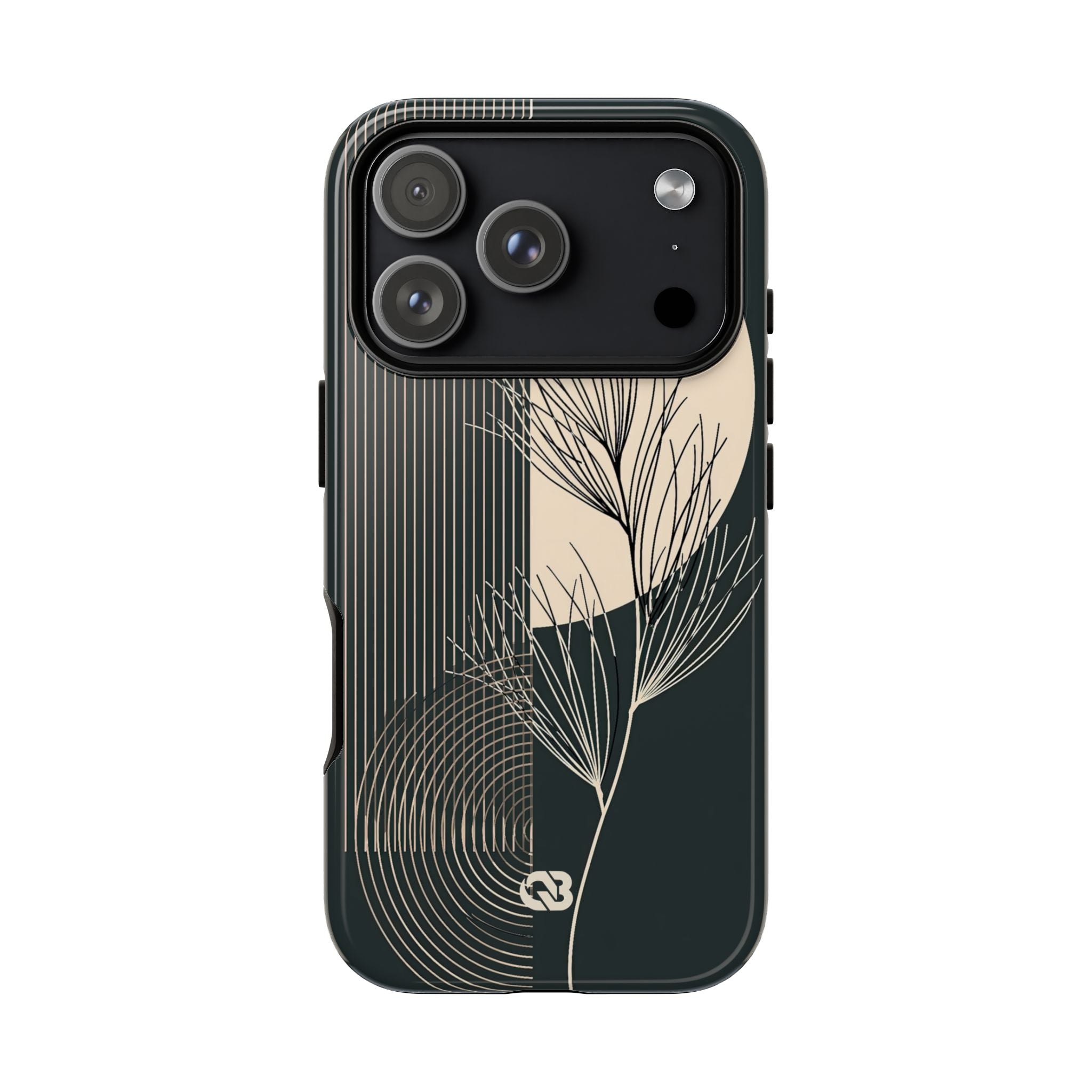 Black Tough Phone Case for iPhone - Obsidian Sand Willow
