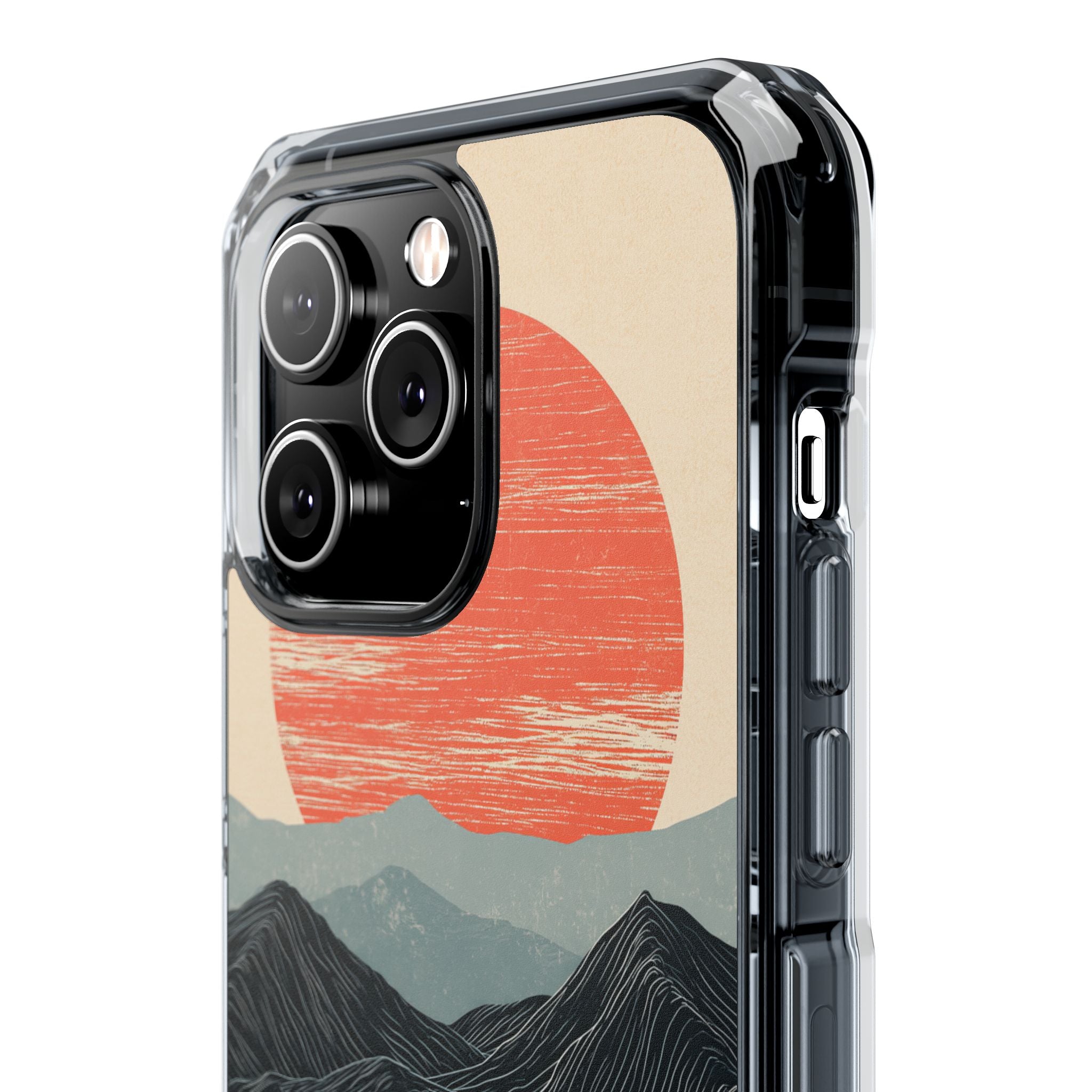 Beige Impact MagSafe Phone Case for iPhone - Crimson Ridge Flow