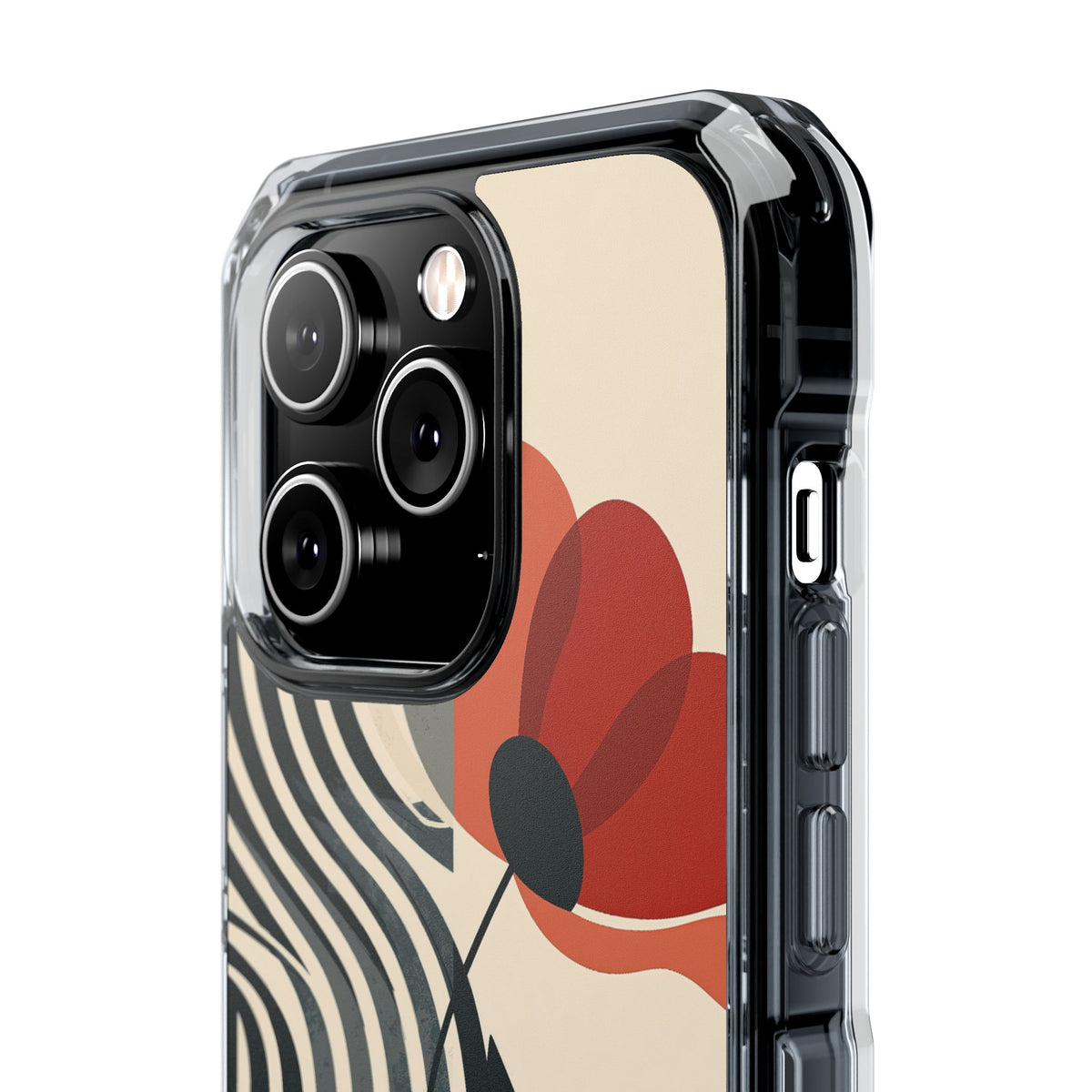 Modernist Poppy · Clear Impact Magnetic Phone Case for iPhone · Beige