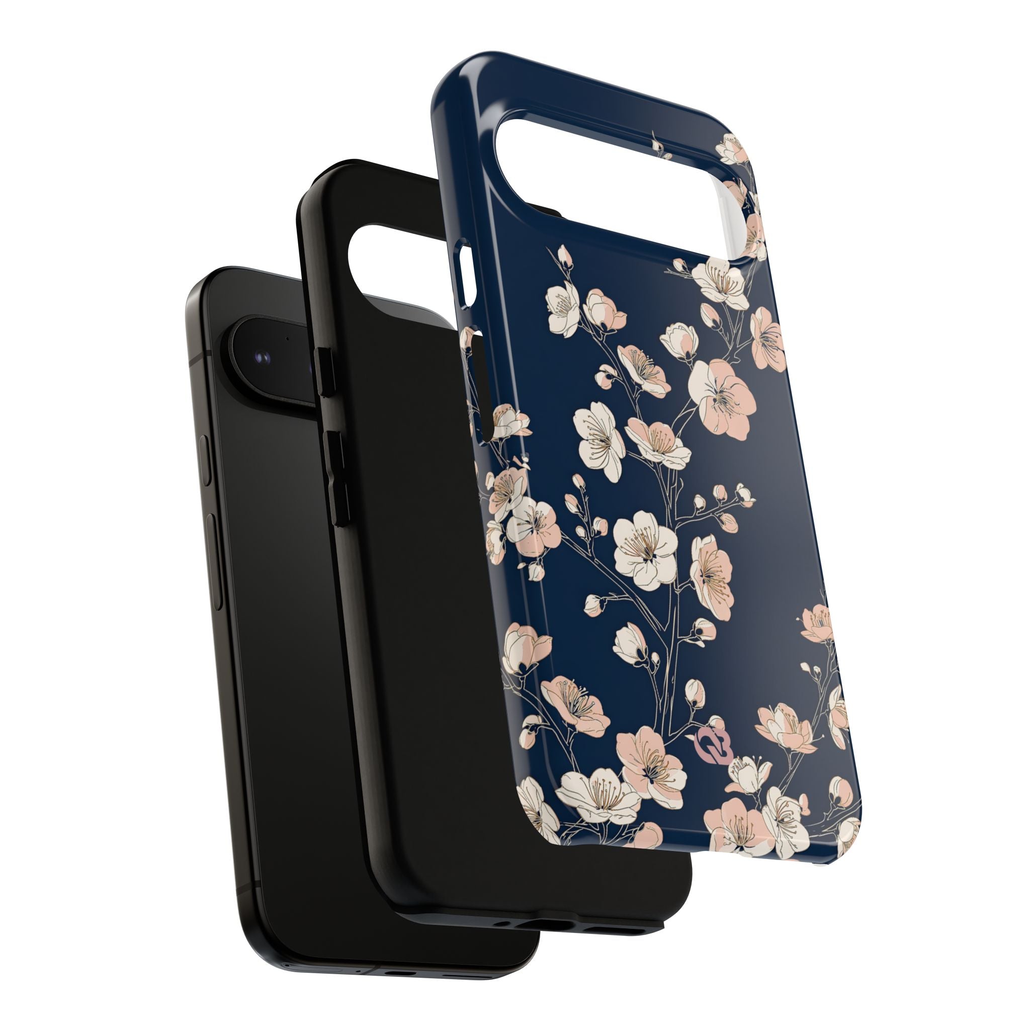 Blue Tough Phone Case for Google Pixel - Midnight Peach Sakura