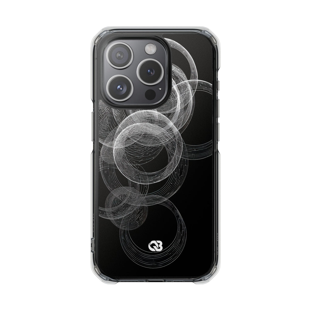 Black Impact MagSafe Phone Case for iPhone - Kinetic Wireframe Orbit
